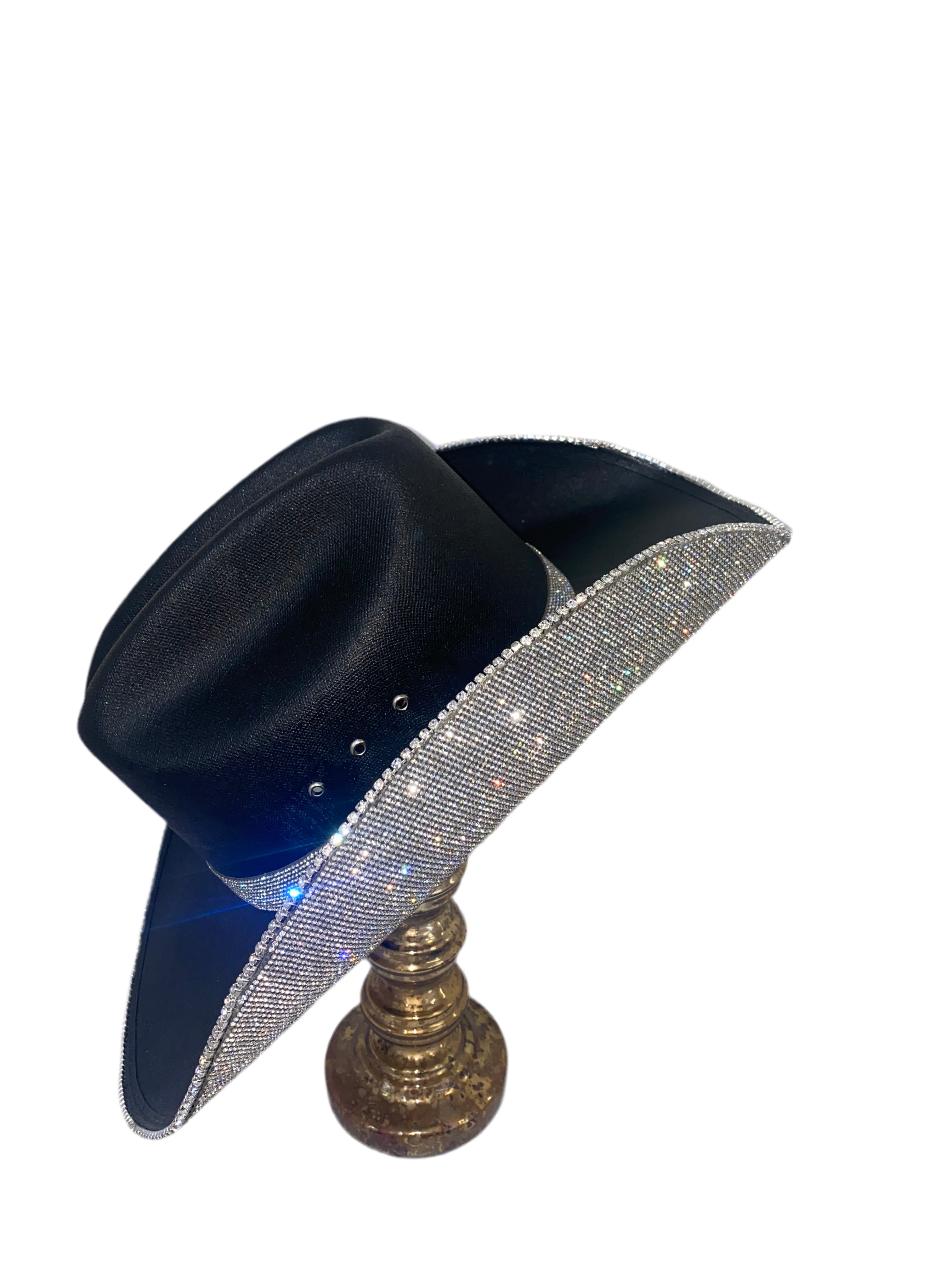 Black Cowgirl Hat with Crystal Rhinestones