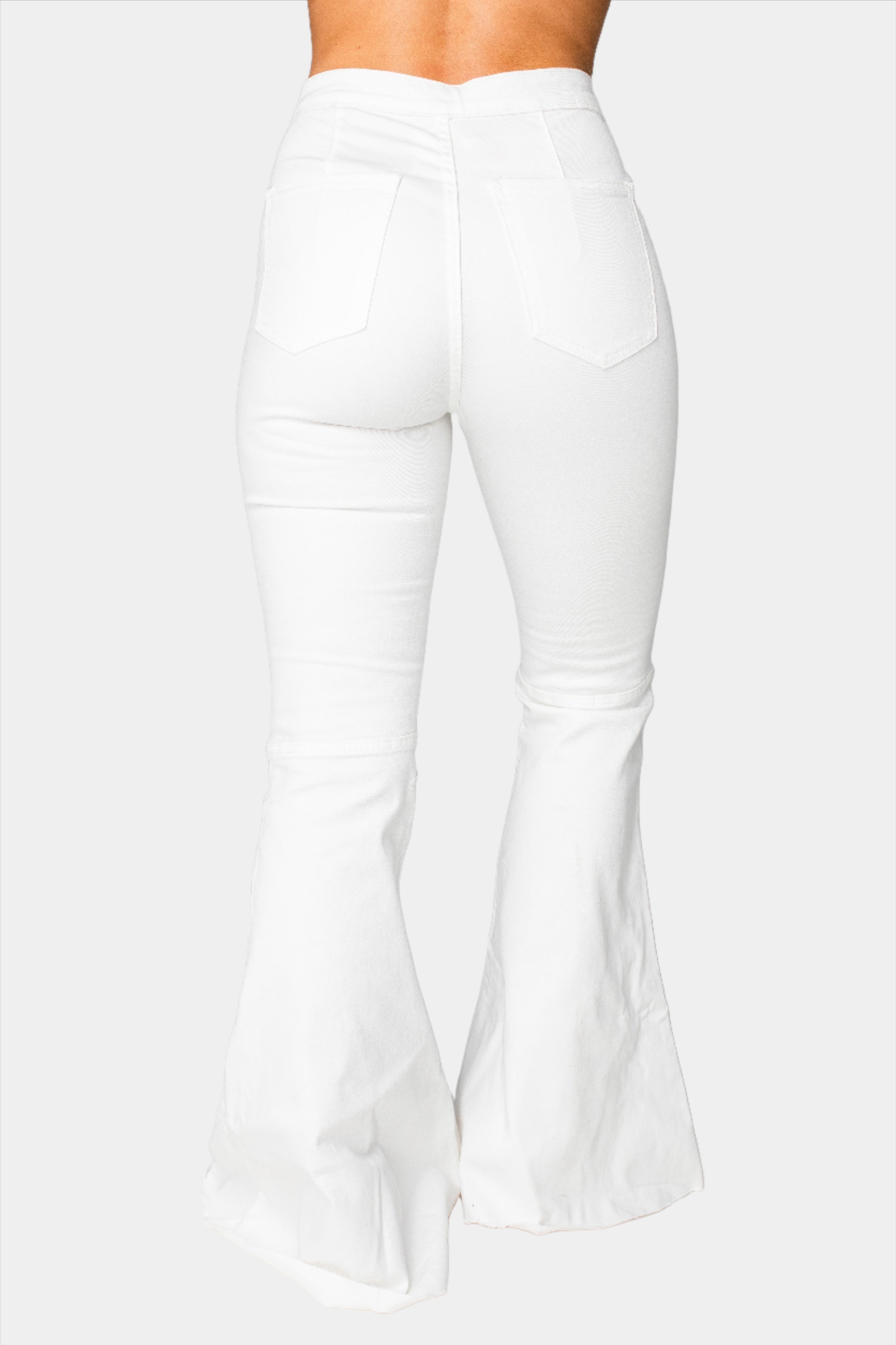 Moonshine High-Waisted Flare Jeans - White