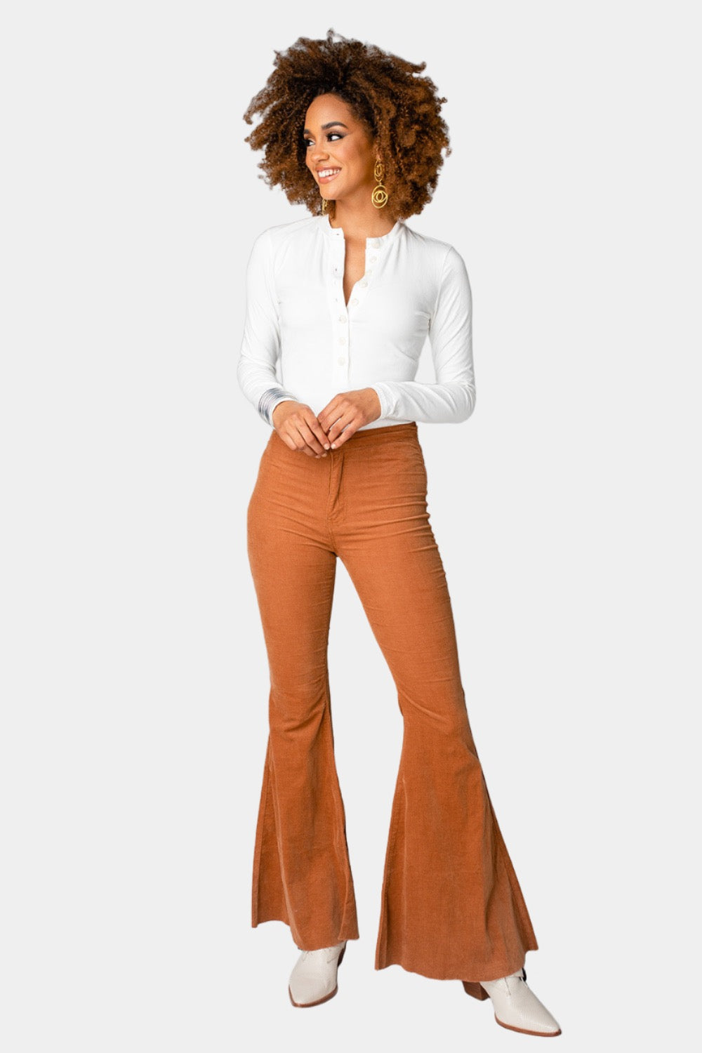 Ivy Henley Button Front Bodysuit - Cream