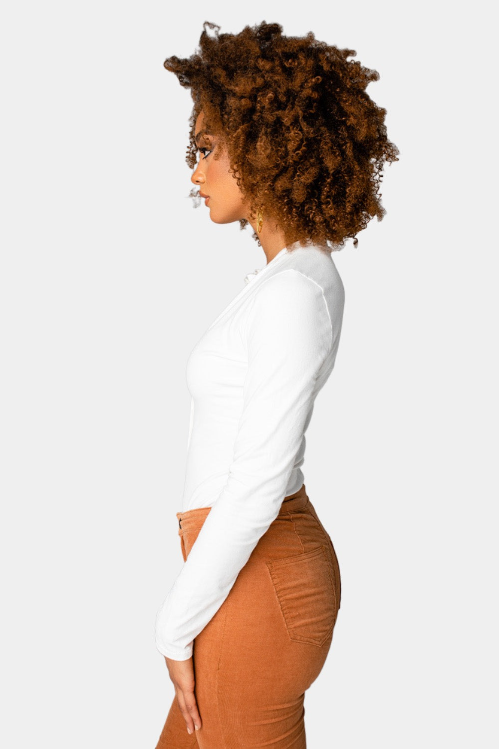 Ivy Henley Button Front Bodysuit - Cream