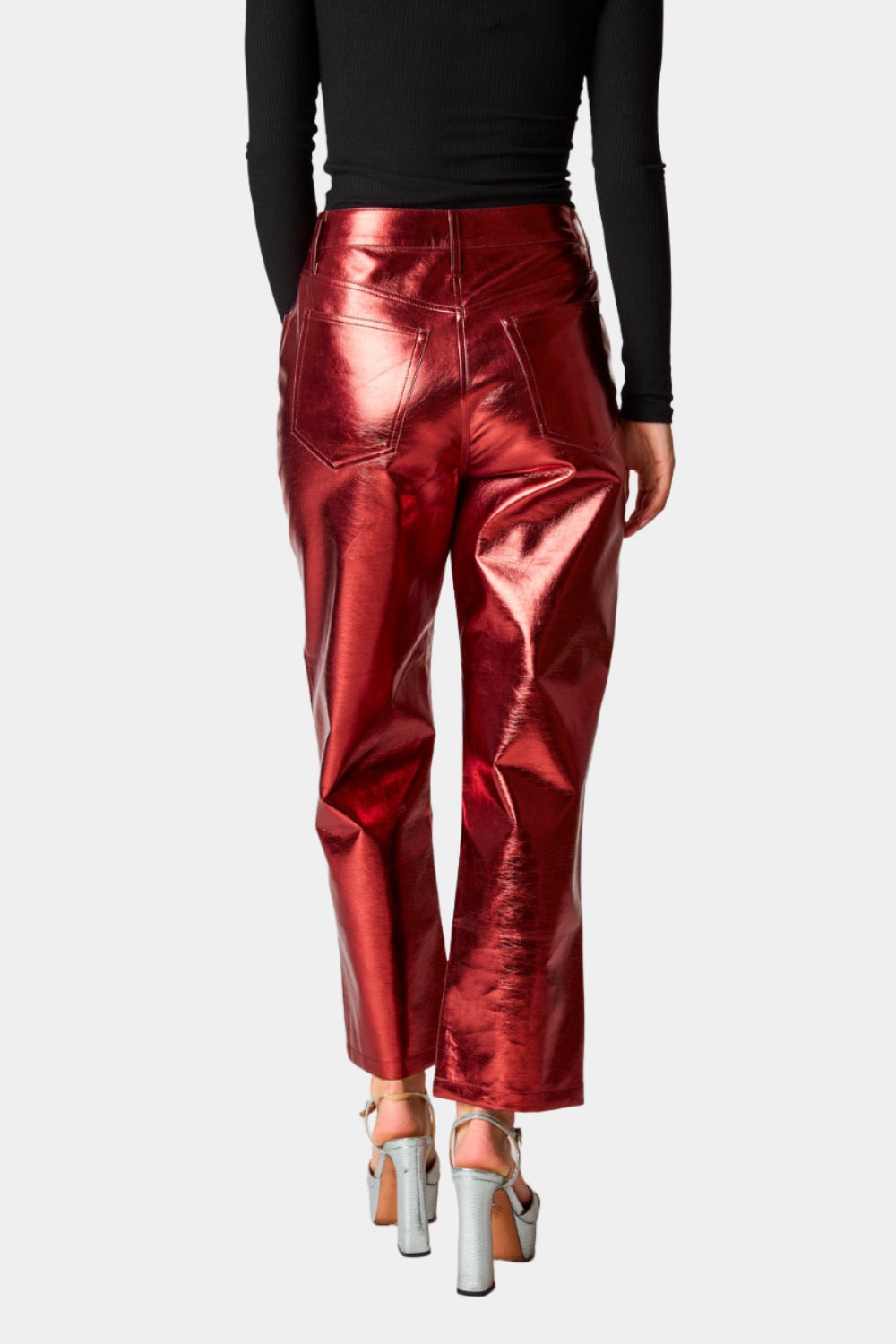 Travolta High-Rise Metallic Pants - Bronze