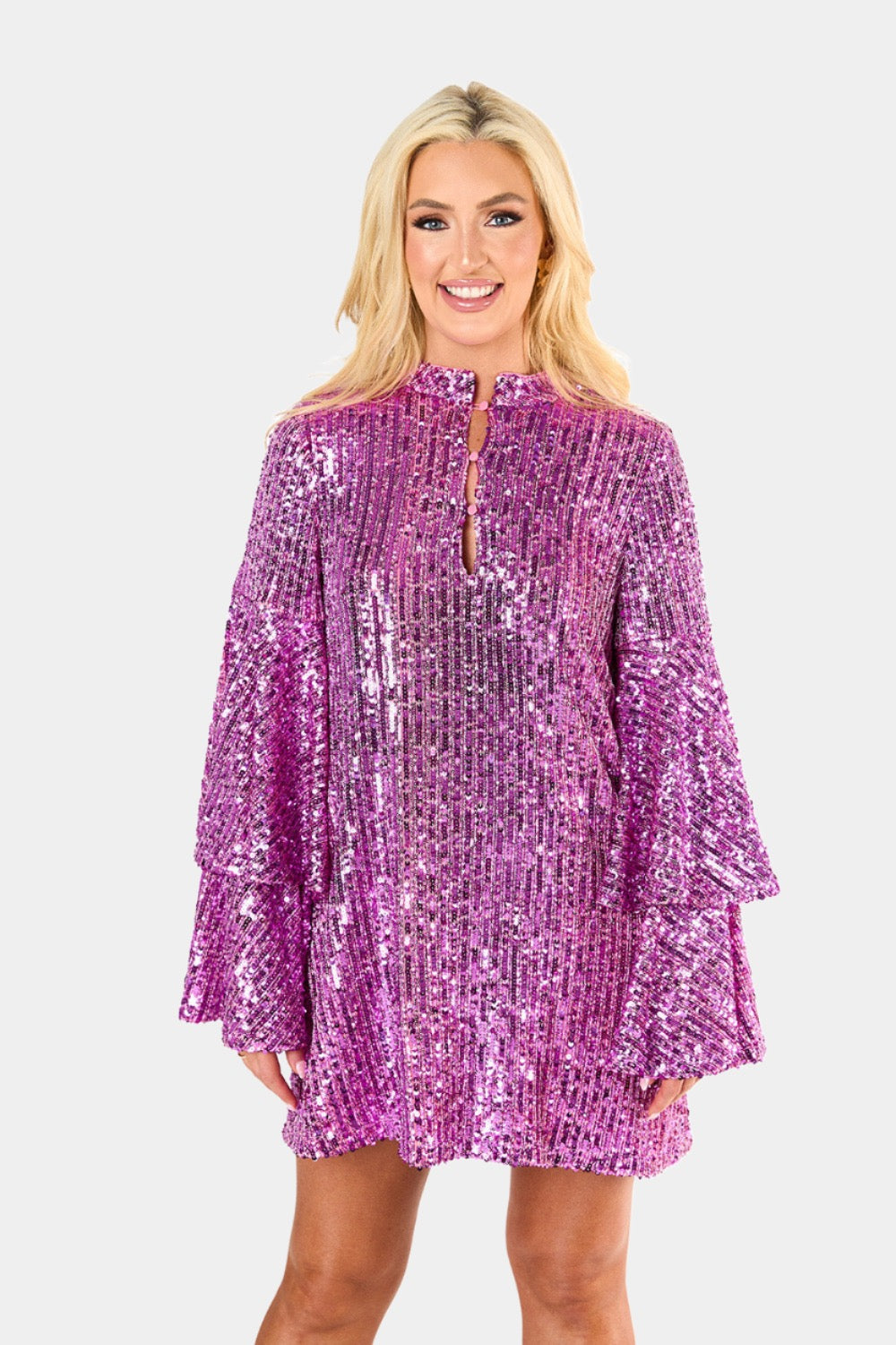 Gayle Long Sleeve Mini Dress - Grape