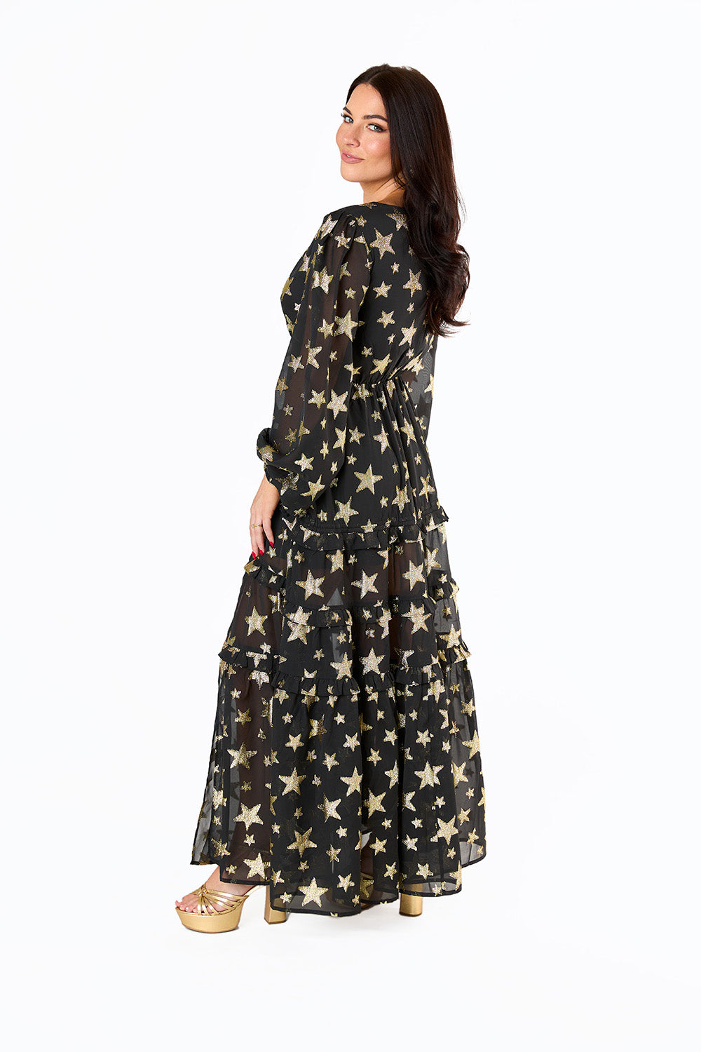Zodiak Long Sleeve Maxi Dress - Super Nova