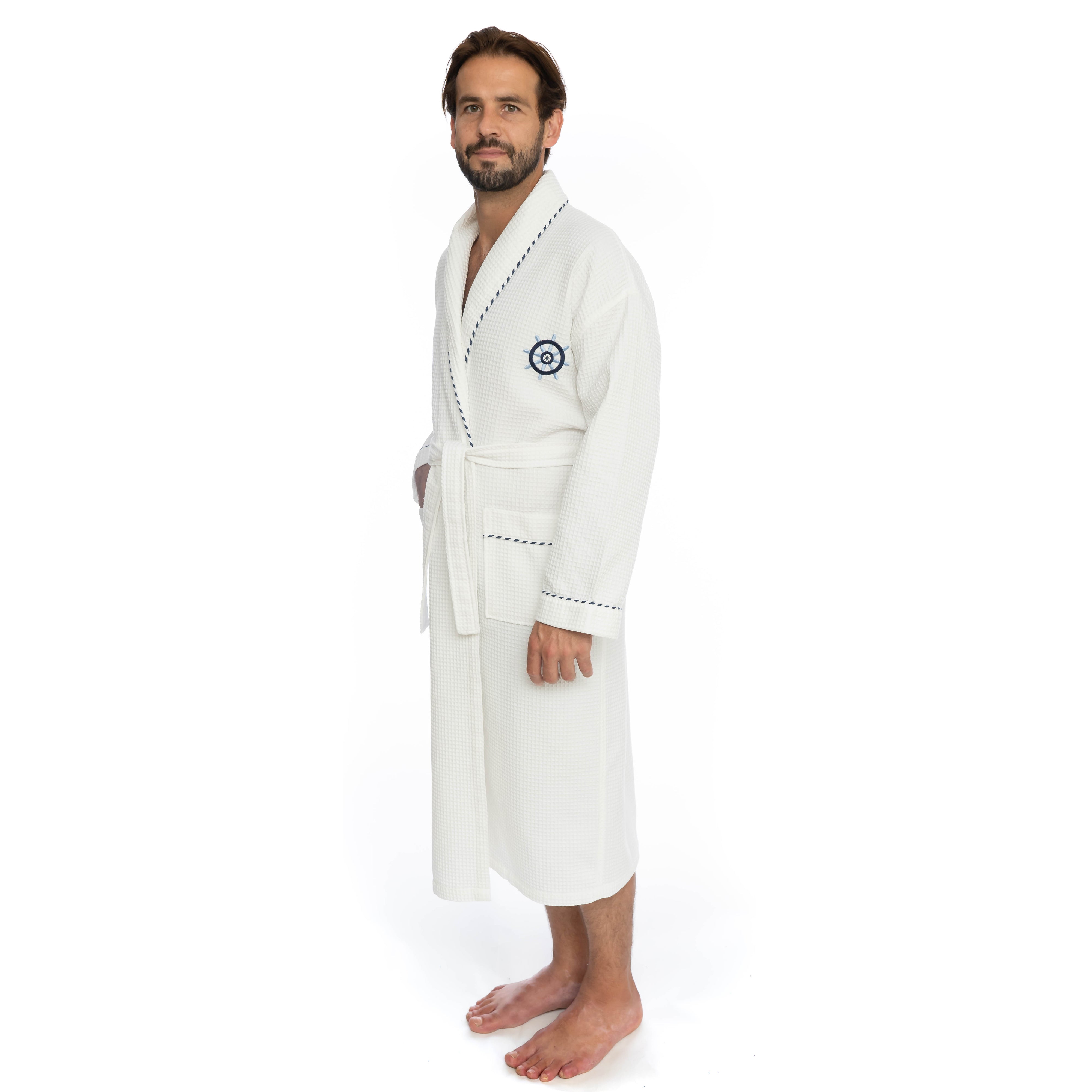 Classic Turkish Cotton Nautical Sailor Waffle Unisex Bathrobes