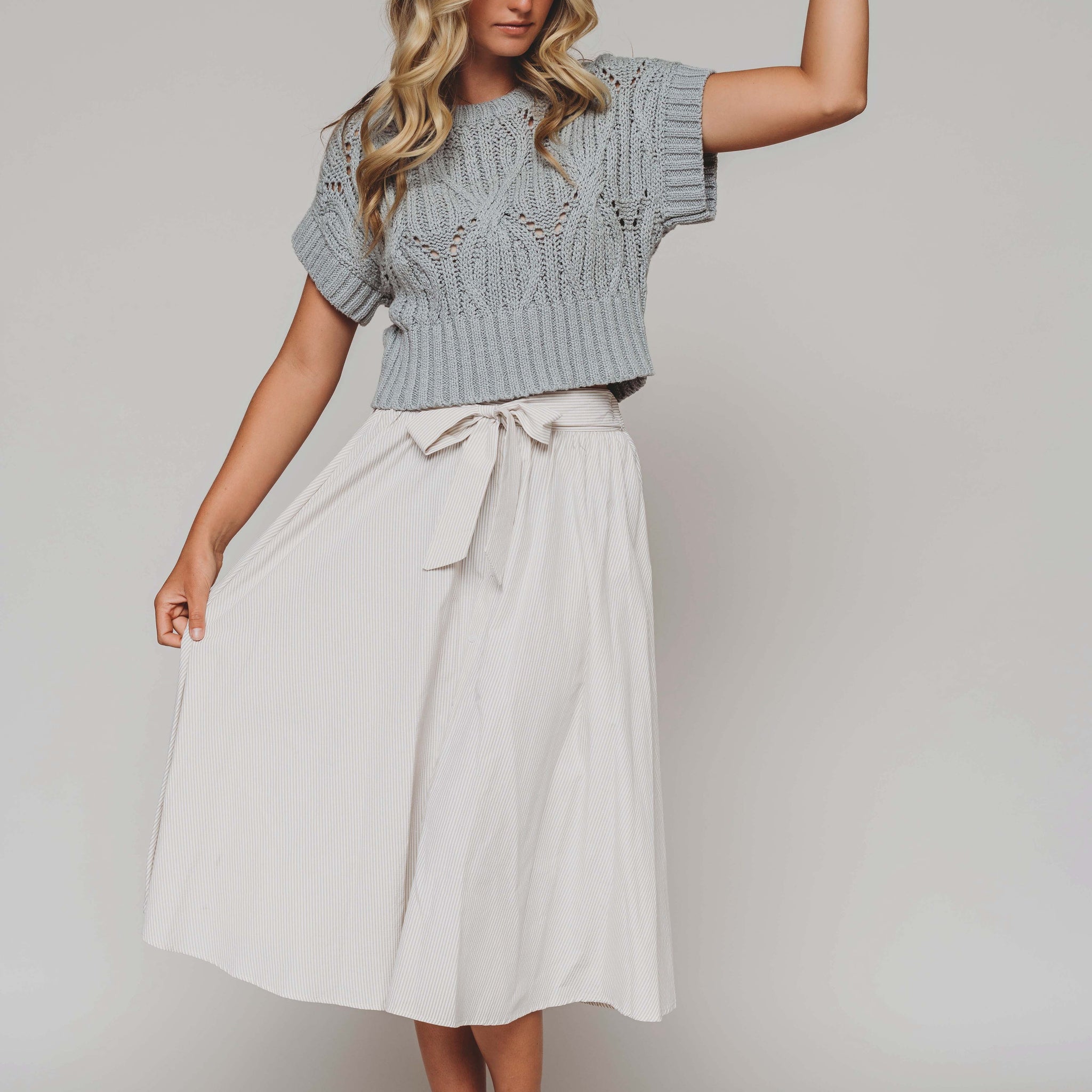 Aussie Tan Stripe Midi Skirt