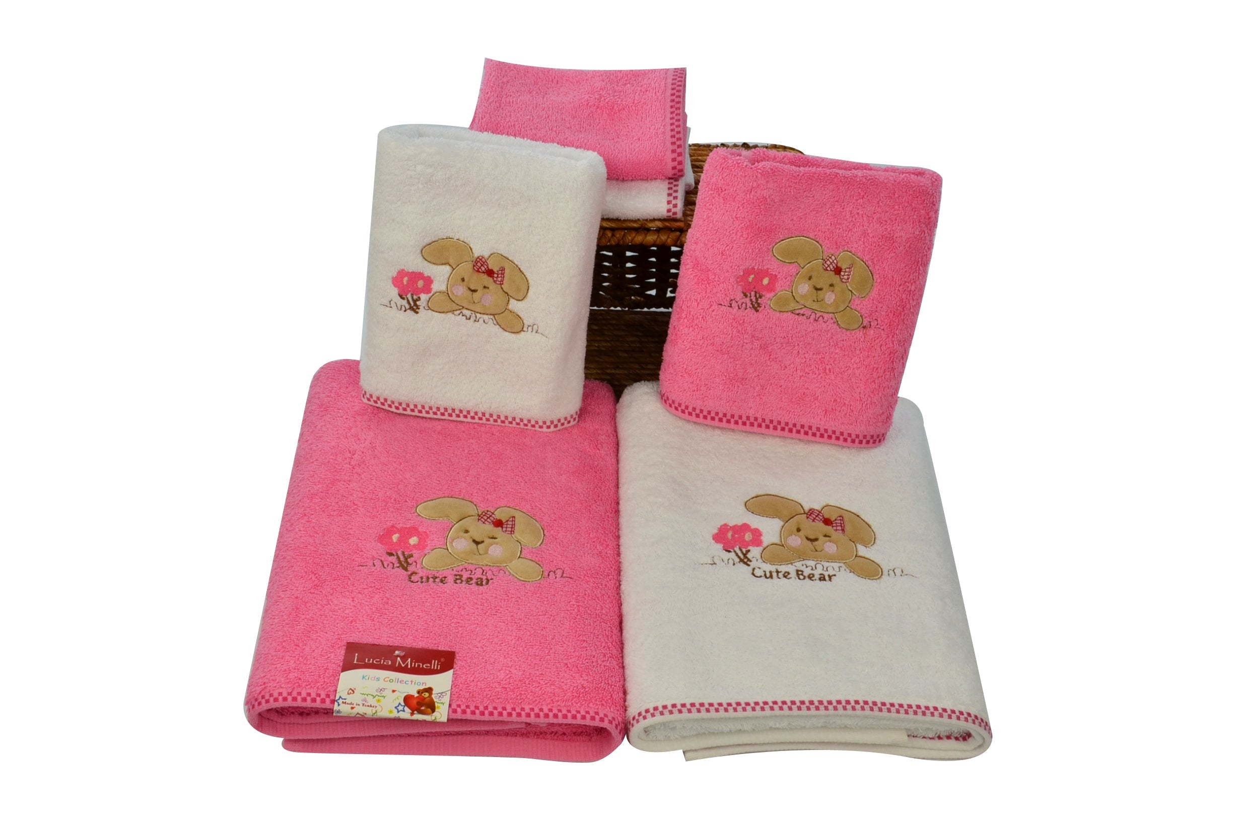 Kids Embroidered Turkish Cotton Towel Set of 6