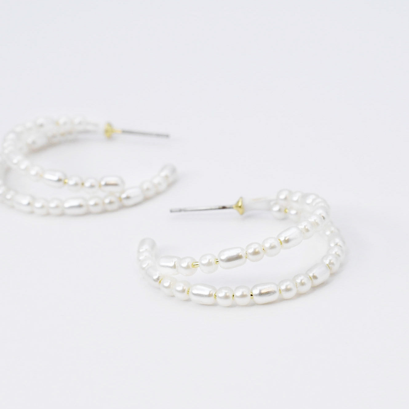 Double Halo Pearls Hoop Earring