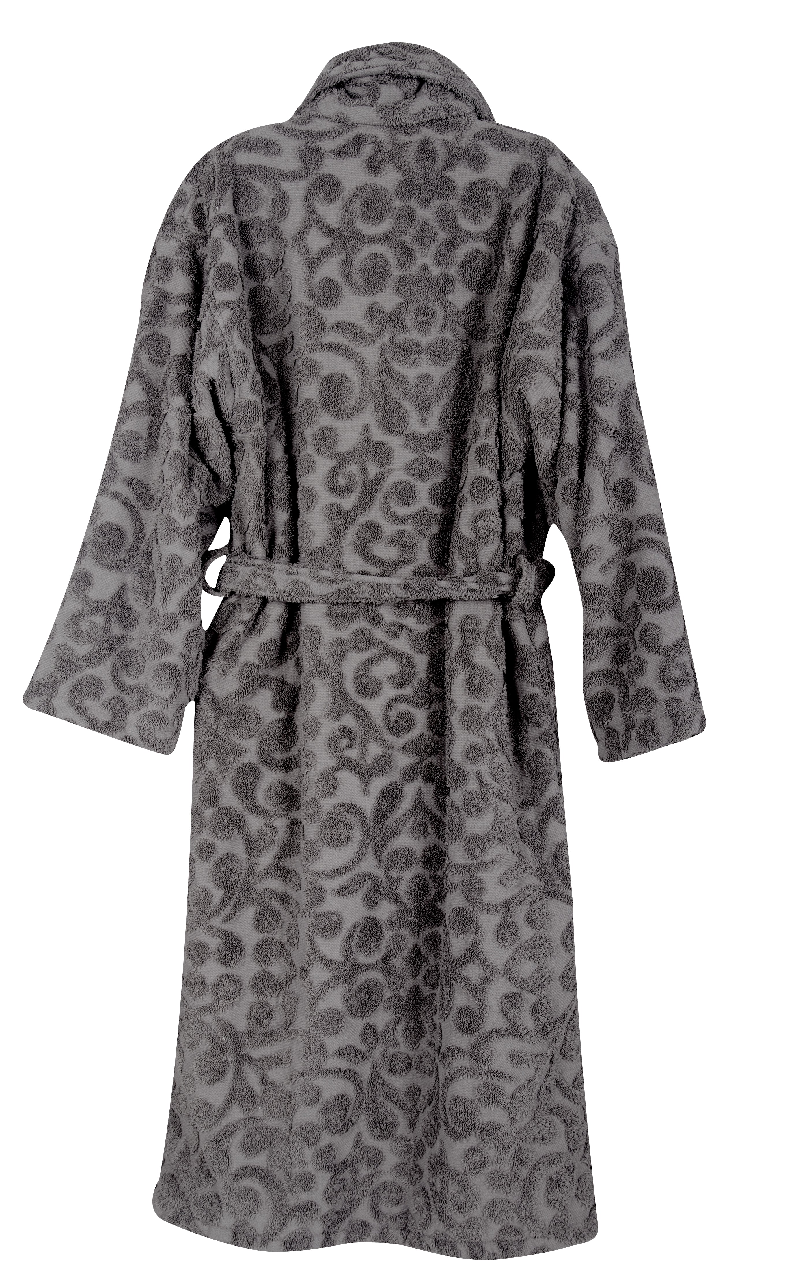 Duchene Jacquard Turkish Cotton Terry Bathrobe - Floral Design
