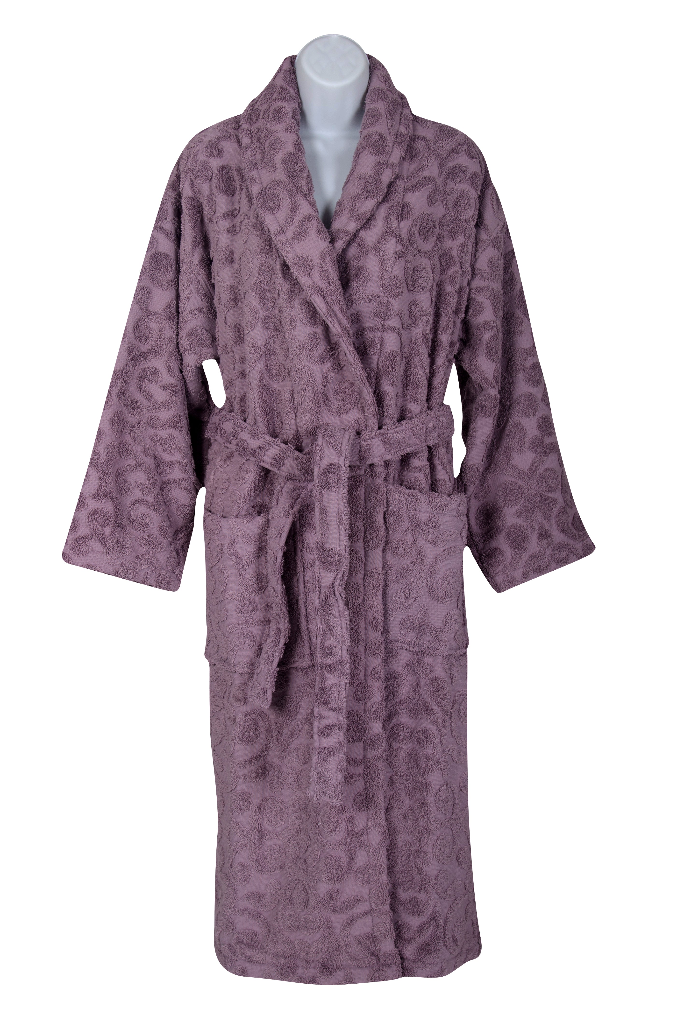 Duchene Jacquard Turkish Cotton Terry Bathrobe - Floral Design