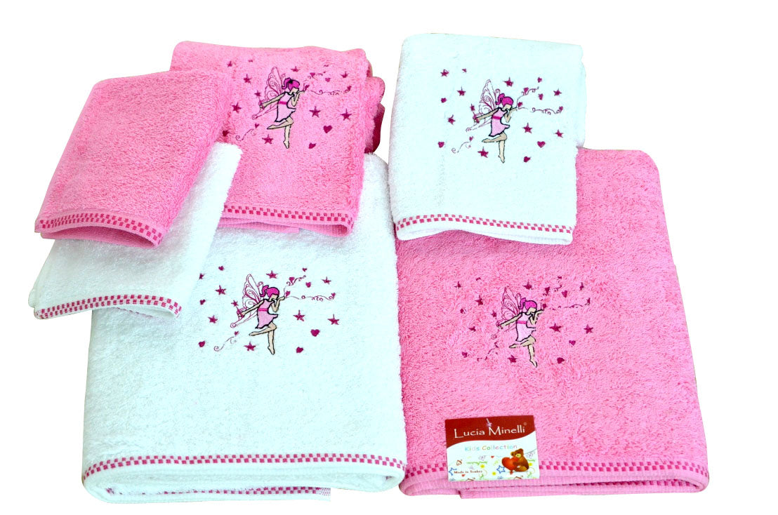 Kids Embroidered Turkish Cotton Towel Set of 6