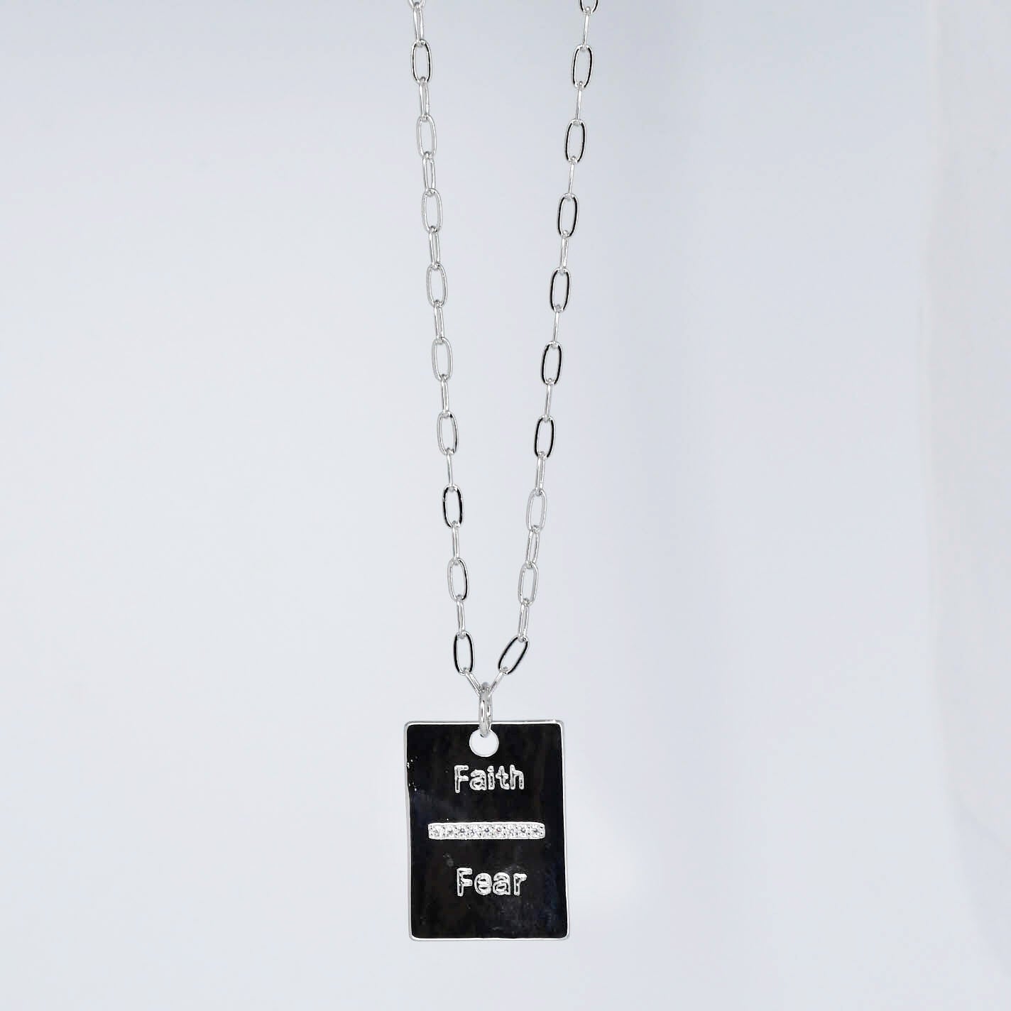 Faith Over Fear Silver Necklace