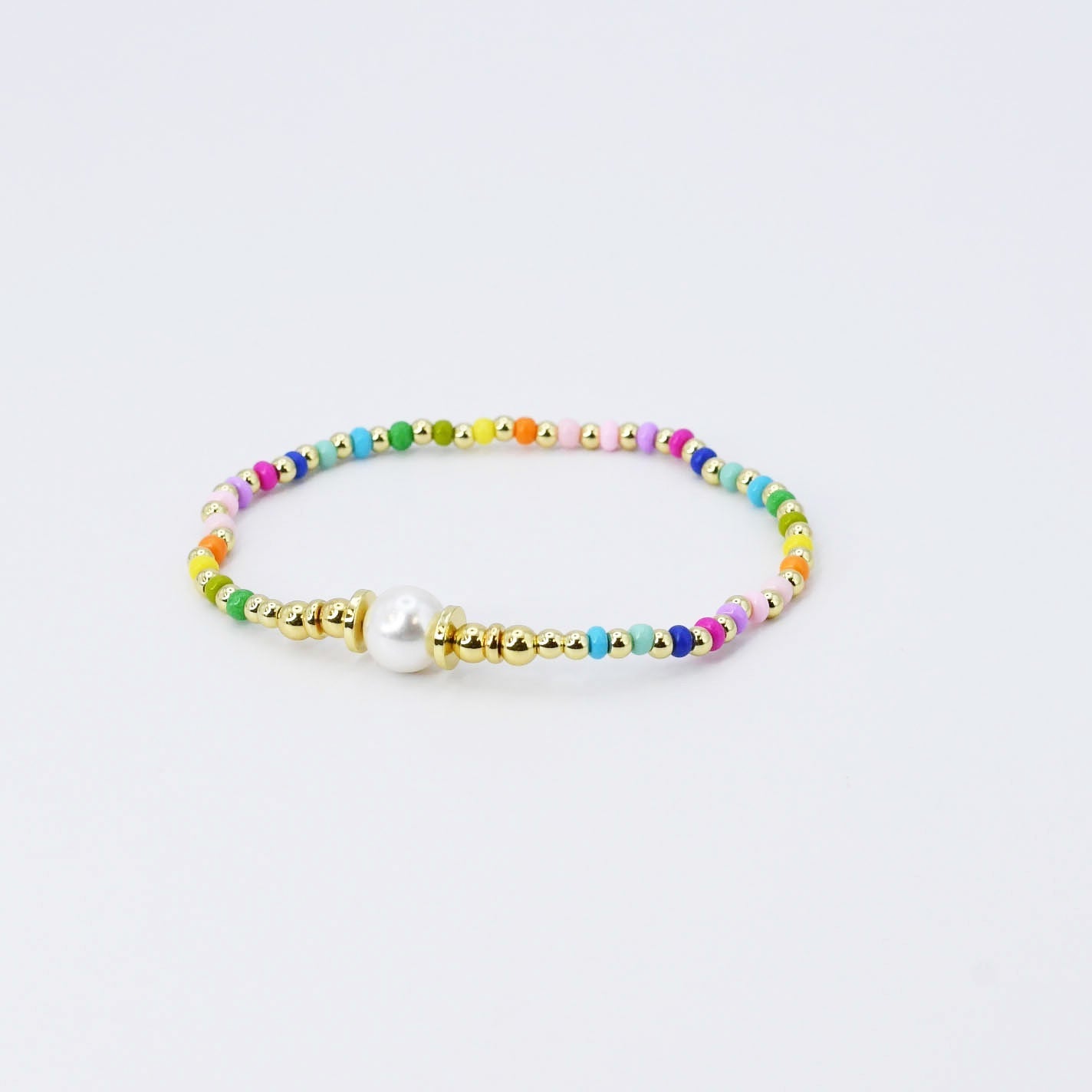 Happy Heart Beaded Bracelet with Pearl