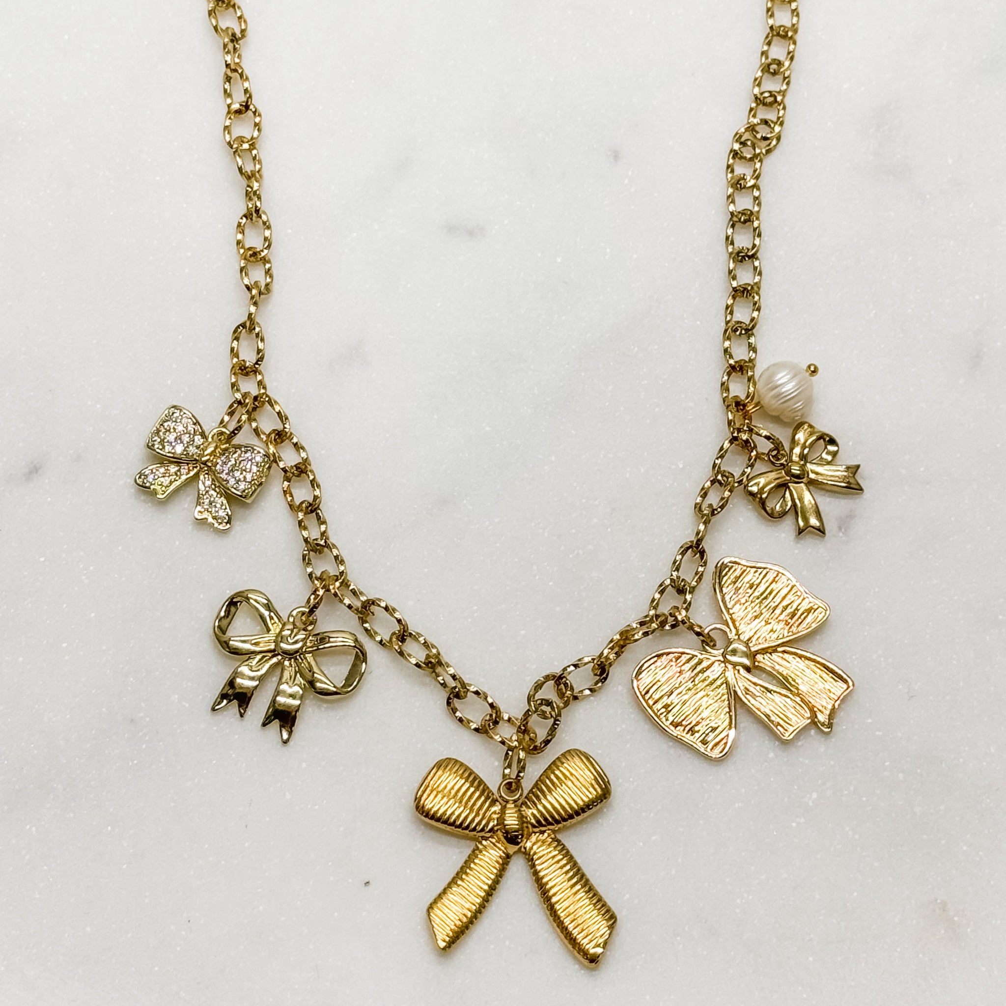 Prissy Bow Charm Necklace