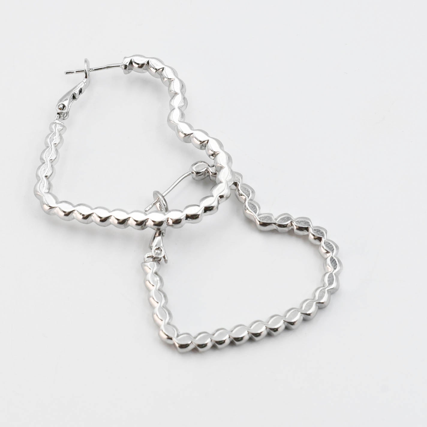 Sweetheart Hoop Silver Rhinestone Earrings