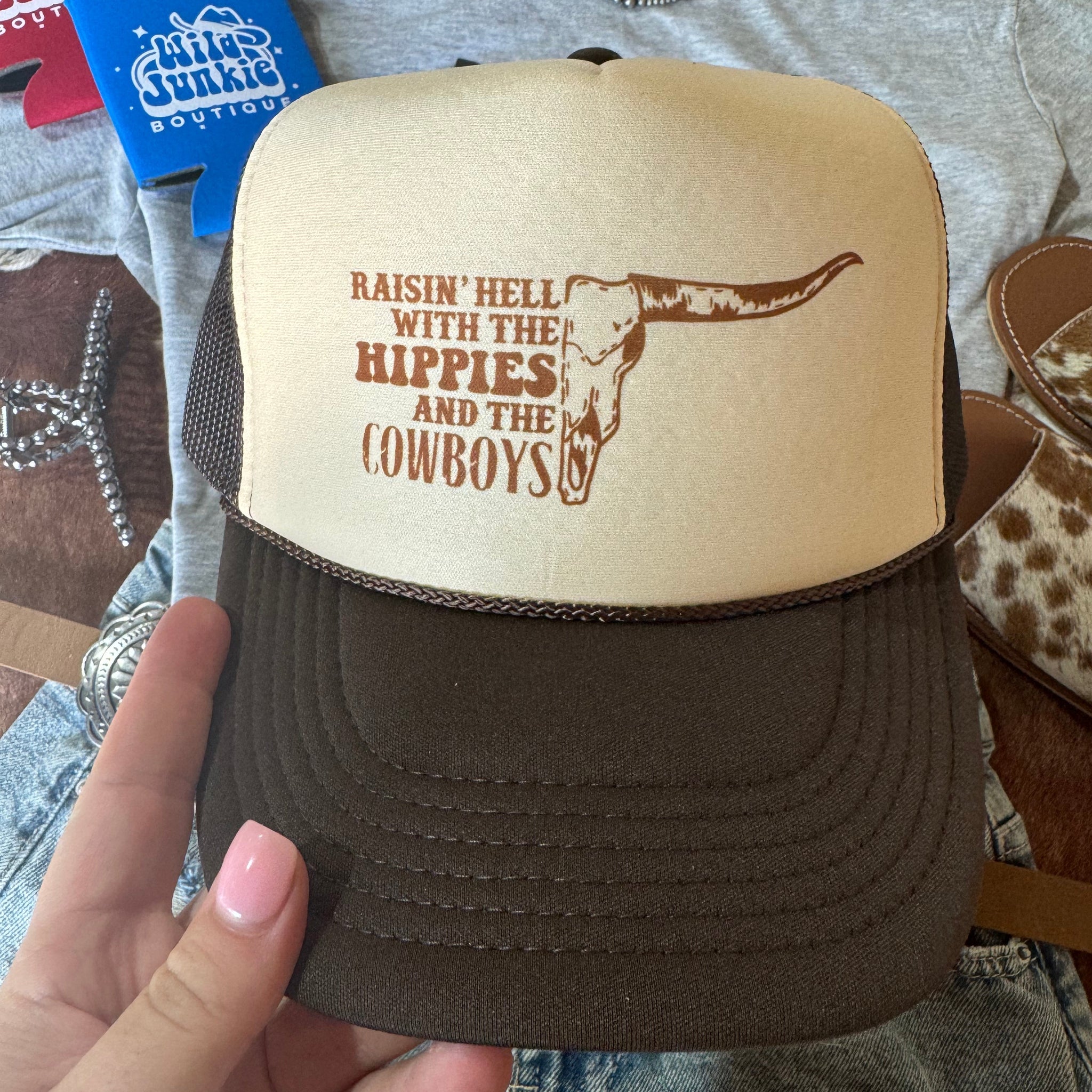 Raisin' Hell With Hippies & Cowboys Trucker Hat
