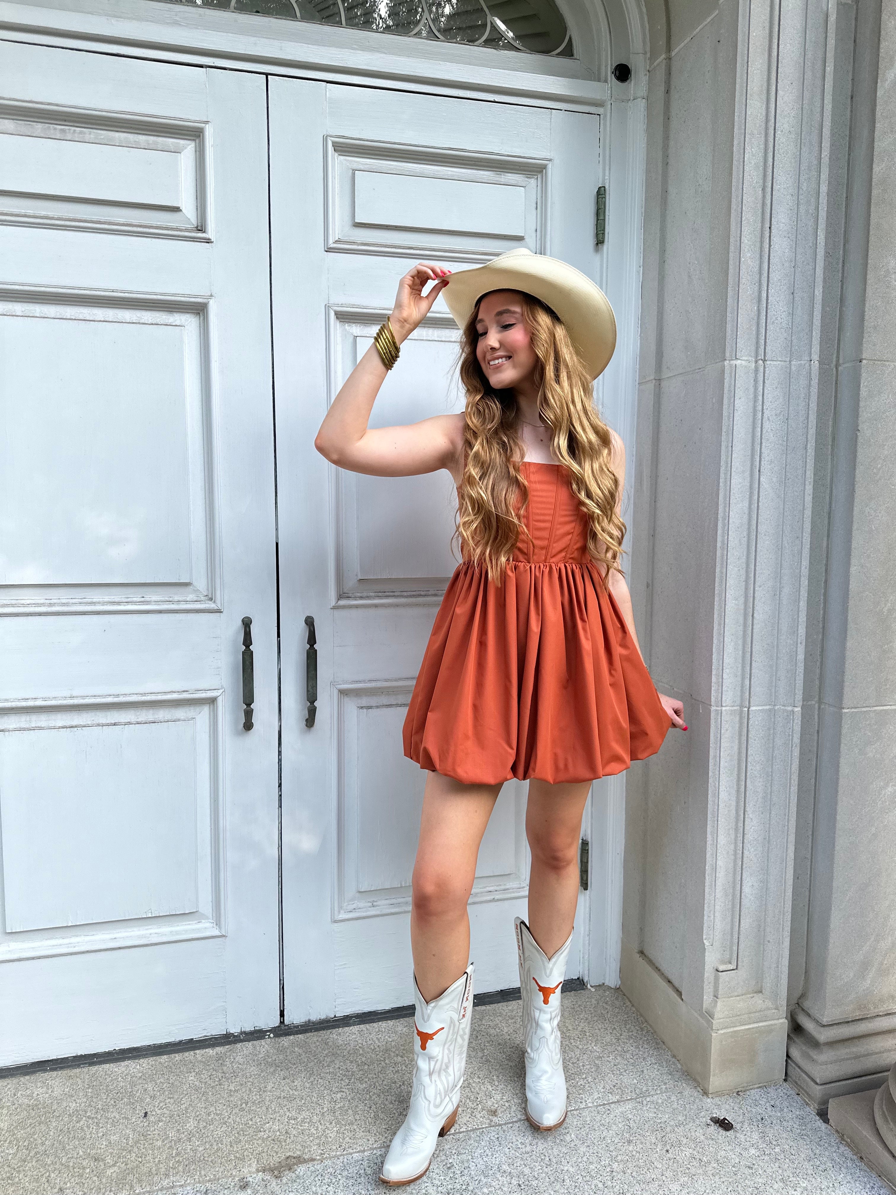 Heidi Mini Dress - Burnt Orange