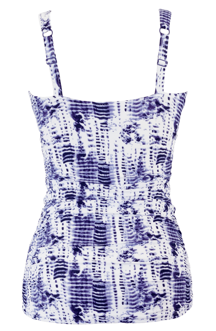 Ruched Square Tankini Top - Navy Tie Dye - FINAL SALE - LOW STOCK