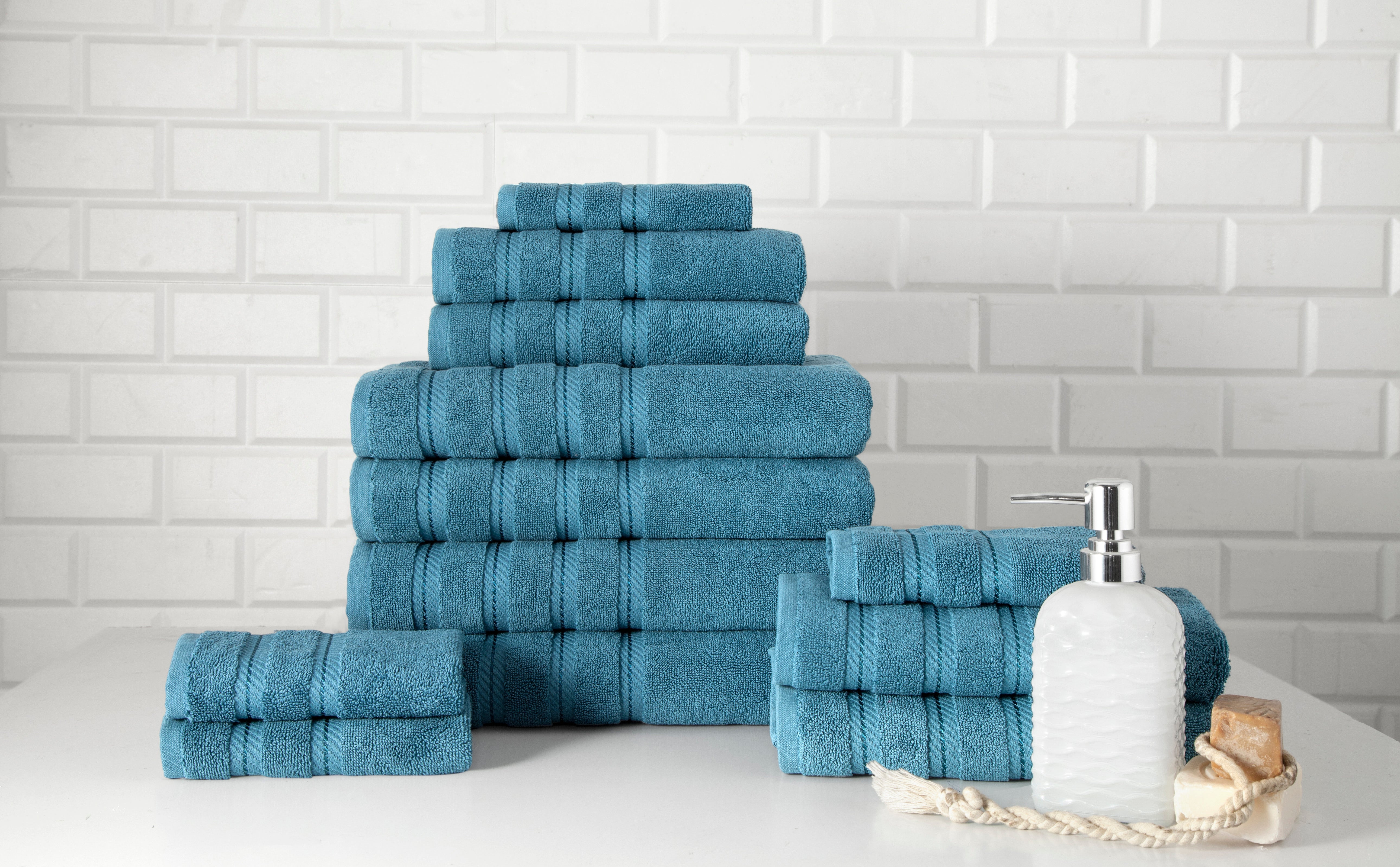 Antalya Turkish Cotton Family Towel Set of 12 (4 Bath Towels, 4 Hand Towels & 4 Washcloths)