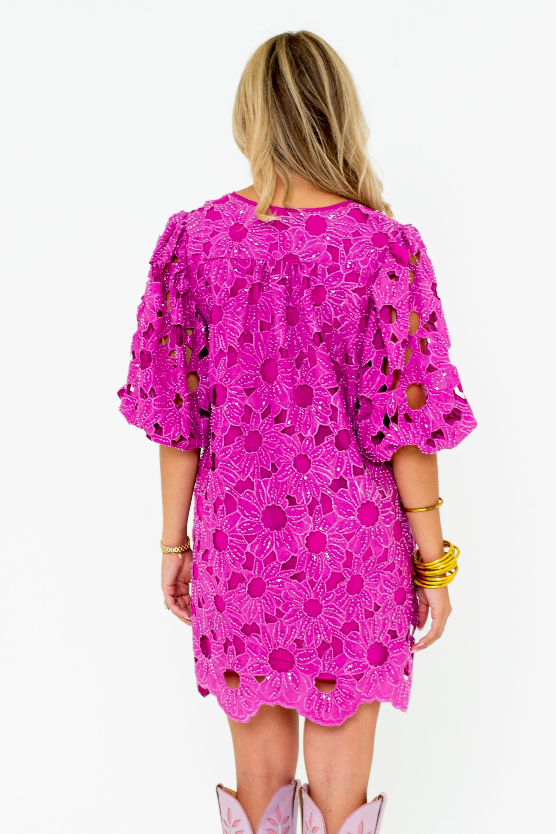 Deb Lace Mini Dress - Pink Harvest
