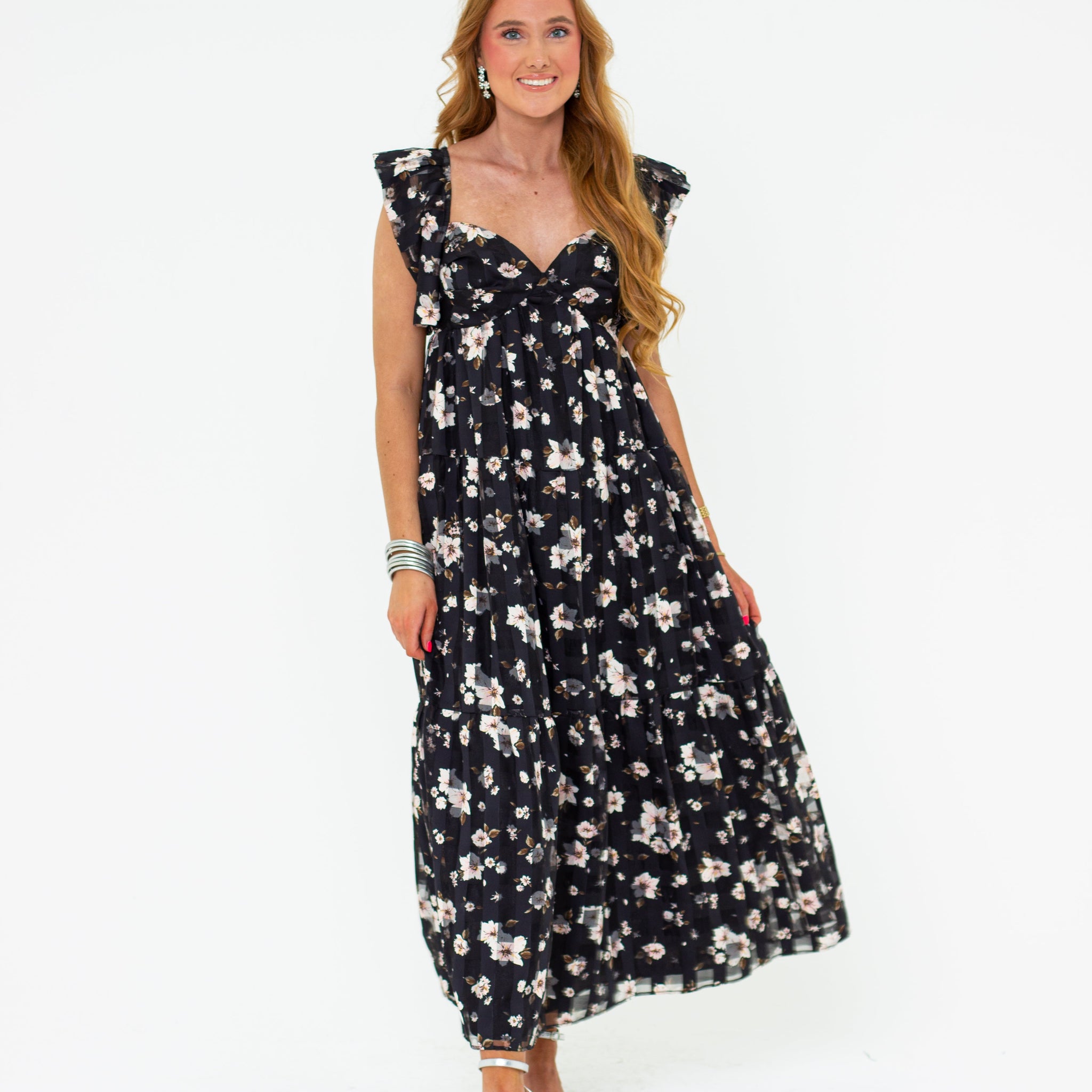 Lilly Sweetheart Neckline Maxi Dress - Flower Basket