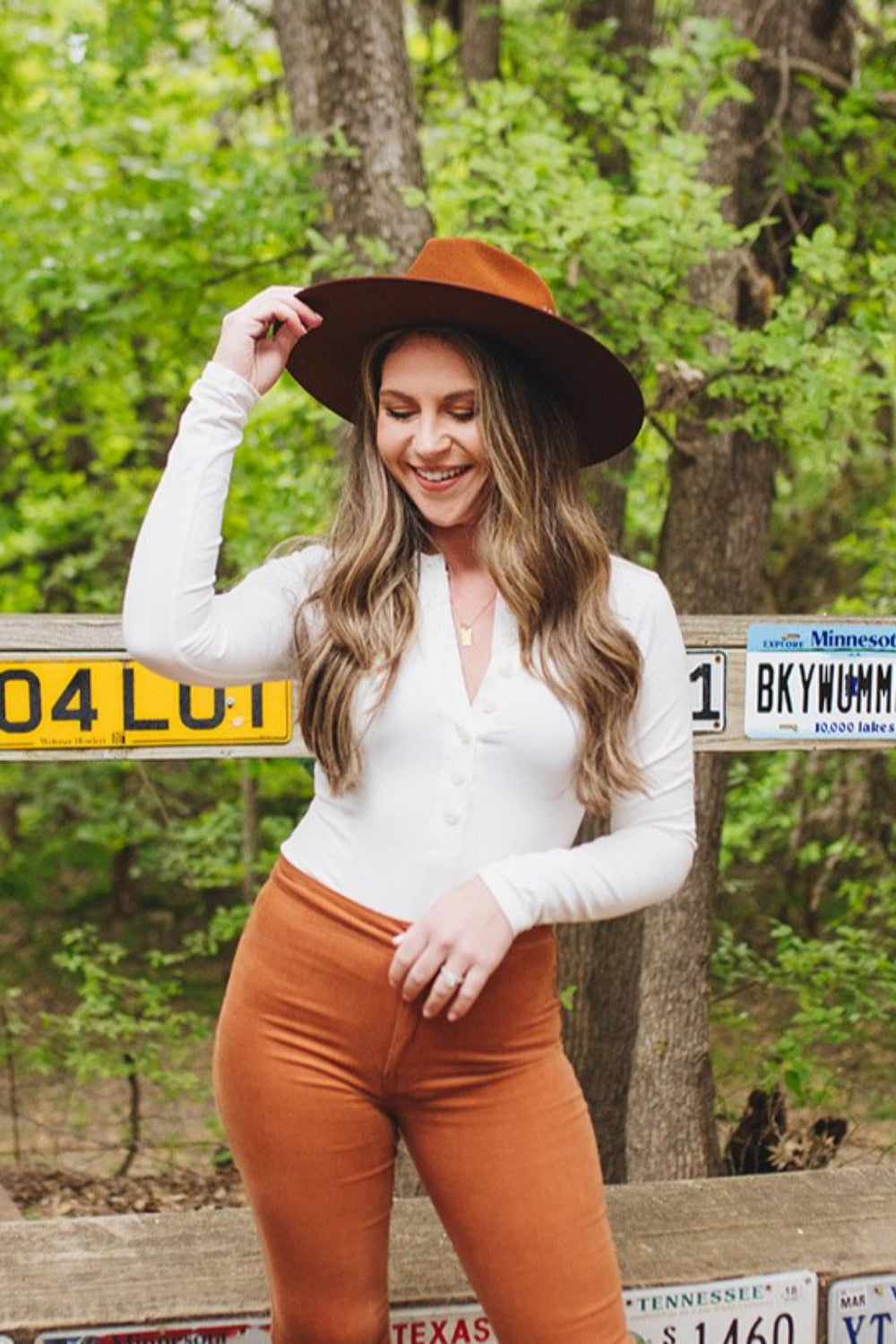 Ivy Henley Button Front Bodysuit - Cream
