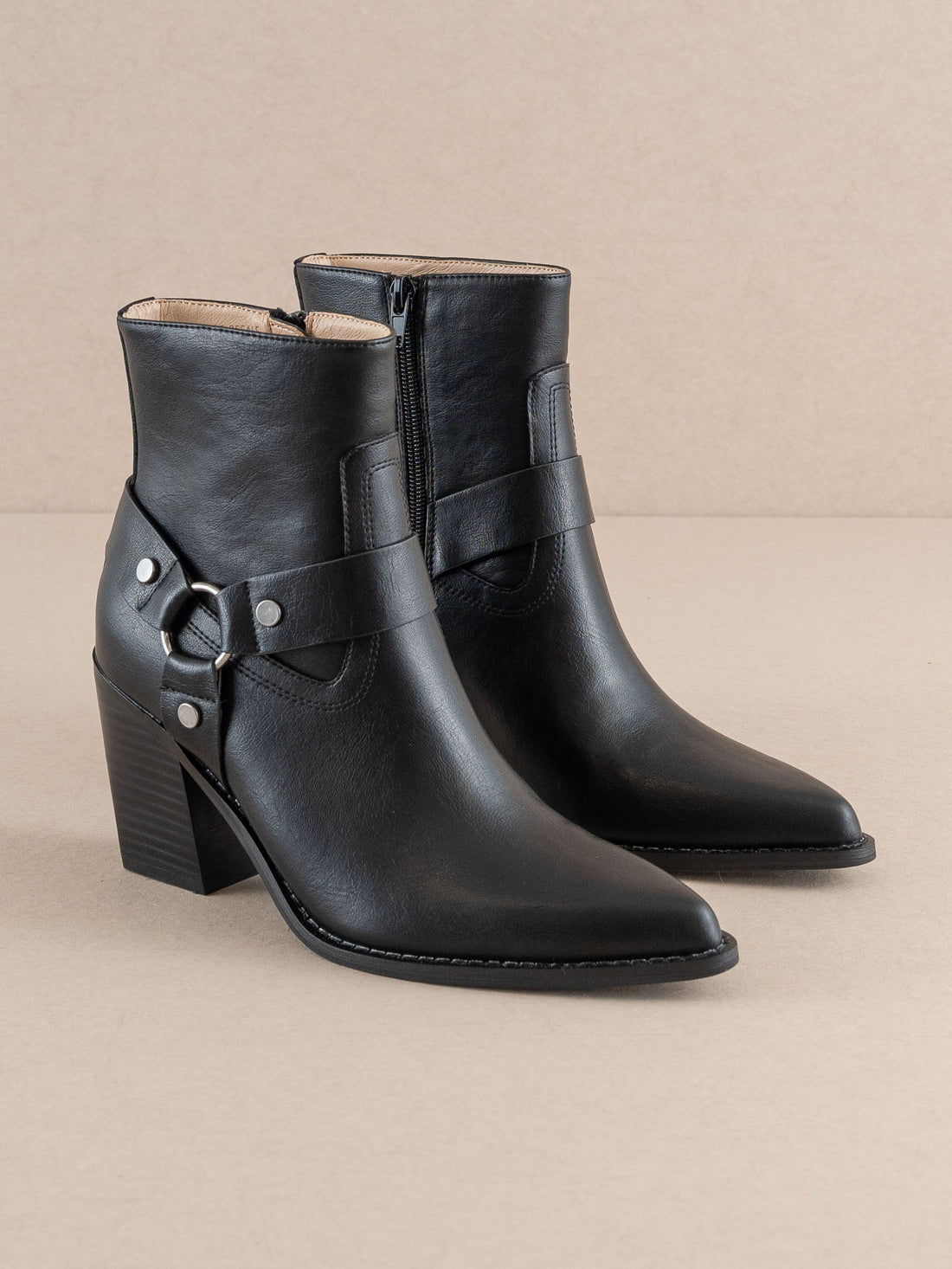 The Jackson | Black Pointed Toe Moto Bootie