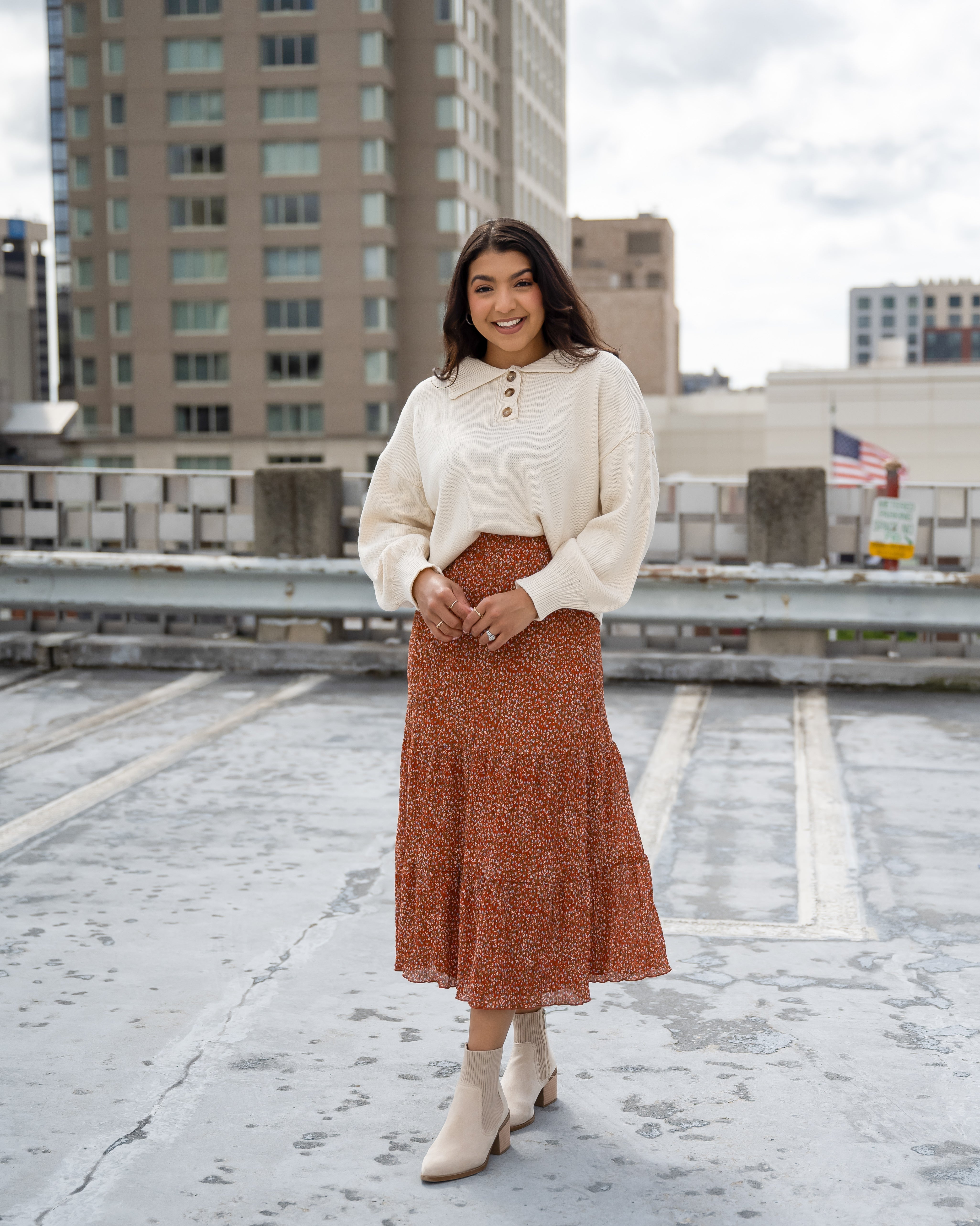 Cancun Rust Floral Skirt - FINAL SALE