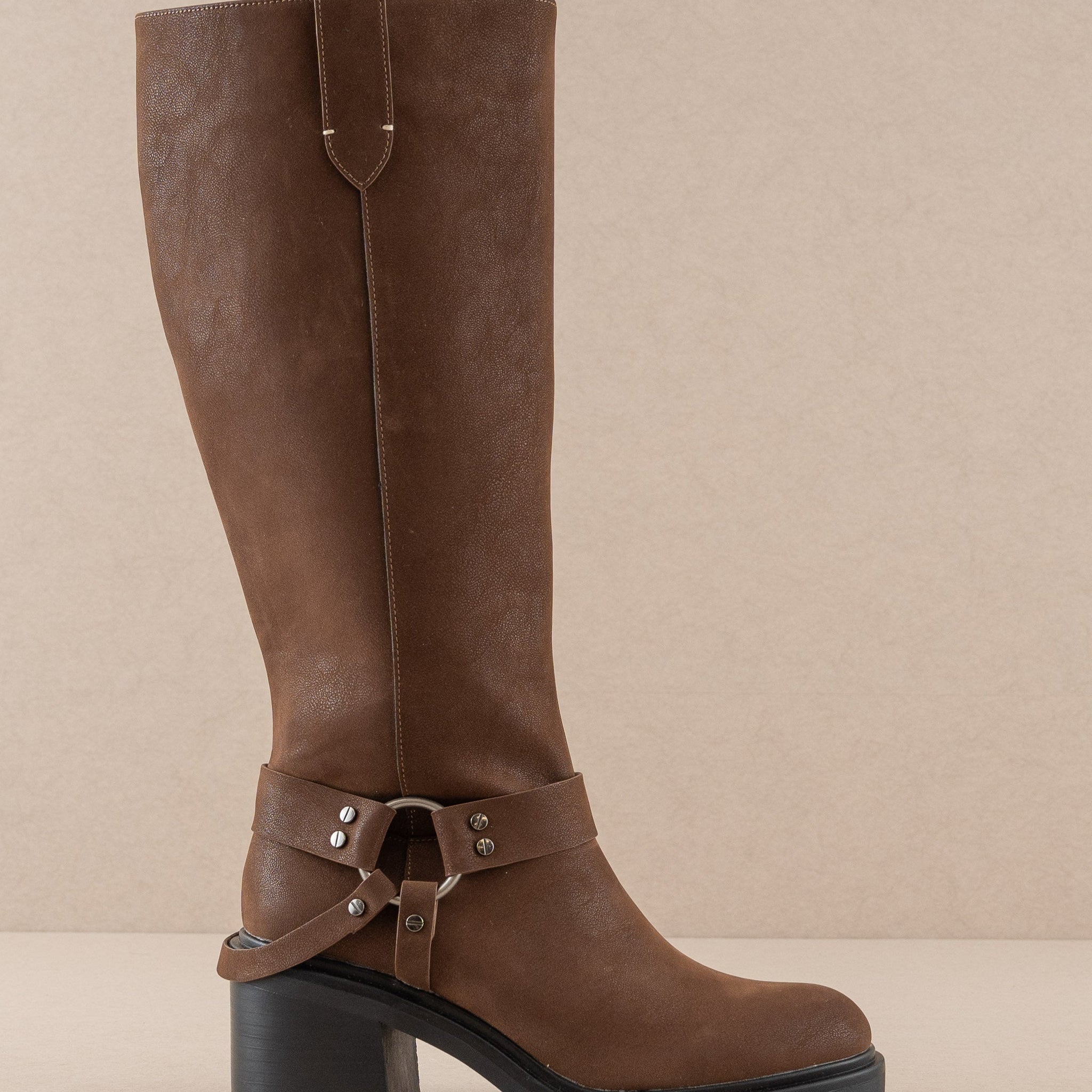 The Leanne | Coffee Moto Knee High Boot