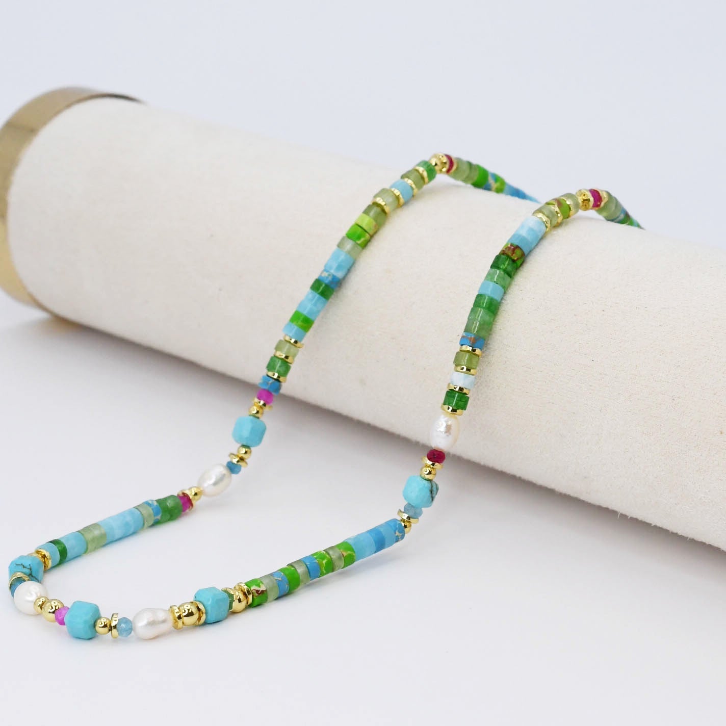 Lilly Pad Gemstone Necklace