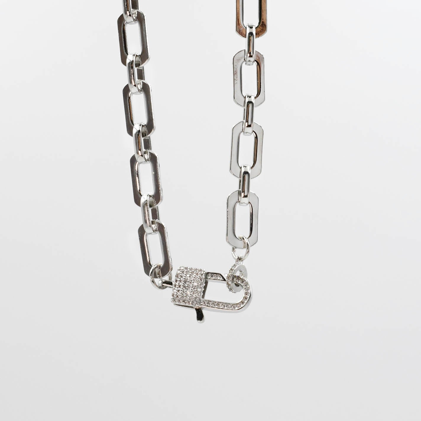 Lock Crystal Silver Necklace