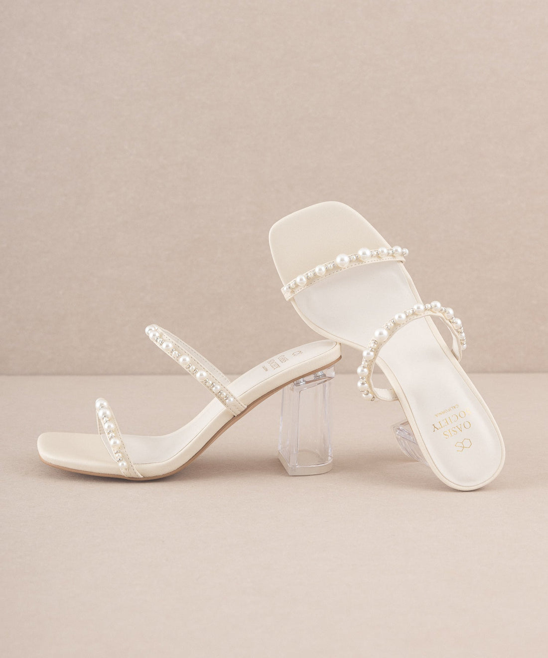 The Mae | Beige Strappy Pearl Heel