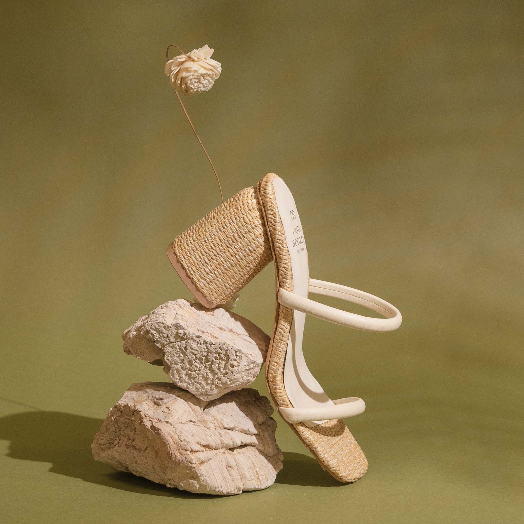 The Margaret | Beige Rattan Heel