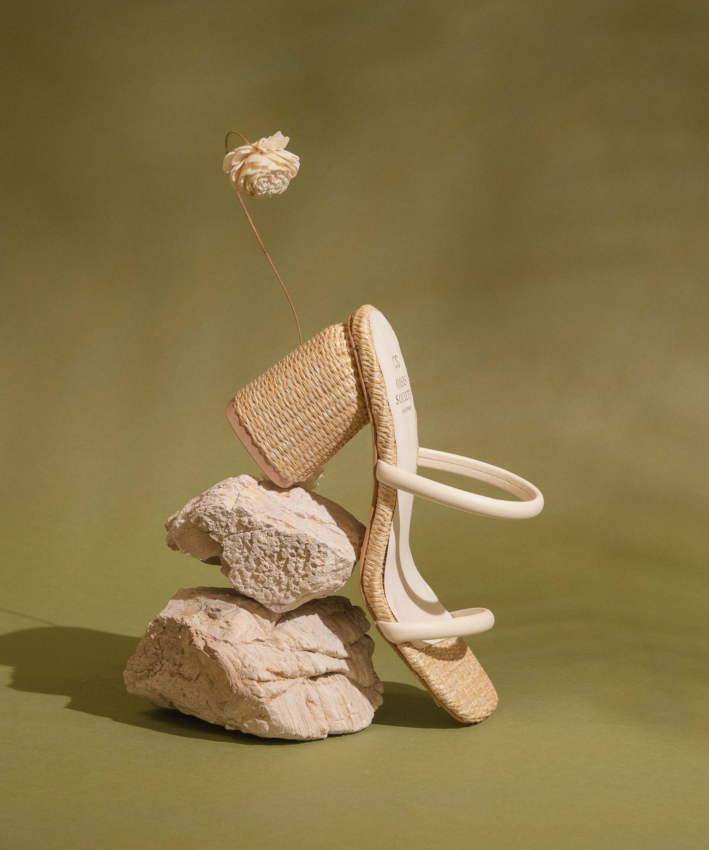 The Margaret | Beige Rattan Heel