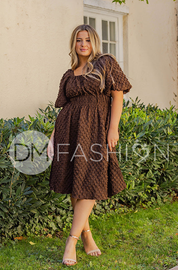 Brynn Coco Brown Texture Dress - DM Exclusive - Maternity Friendly - FINAL SALE