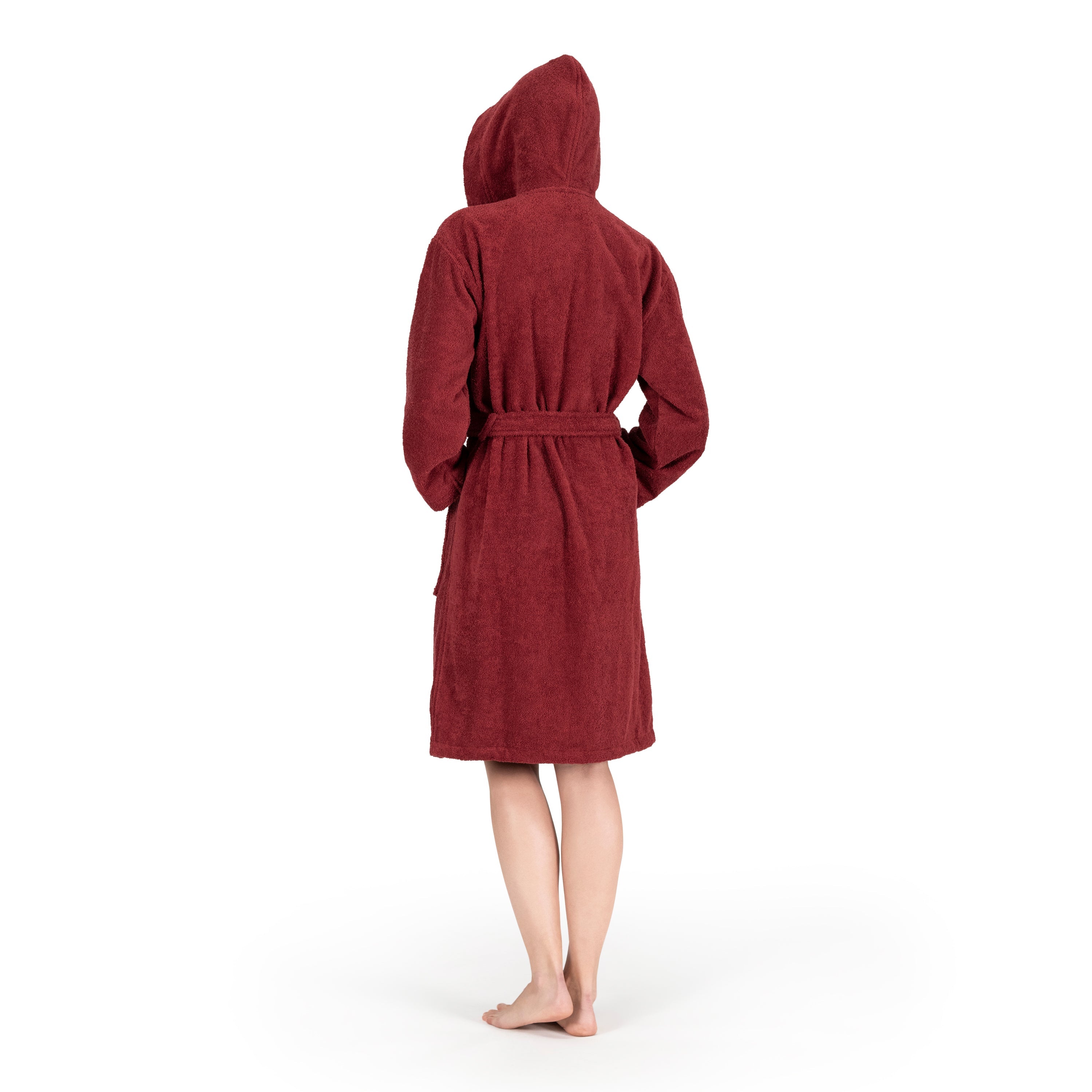 CTT Unisex Bathrobe, 100% Turkish Cotton Hooded Terry Robe, High Absorbent & Quick Dry