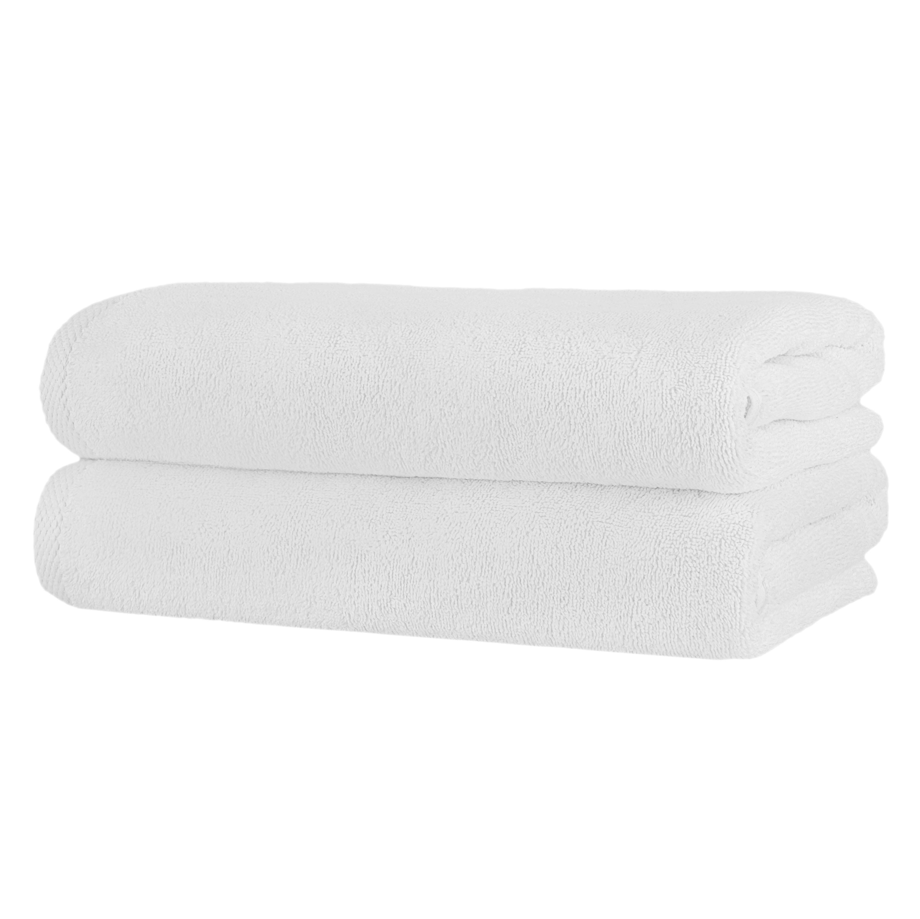 100% Cotton 2 Pcs Hotel Bath Towel Set - Premium Quality, Machine Washable, Absorbent & Soft - 28"x54" White