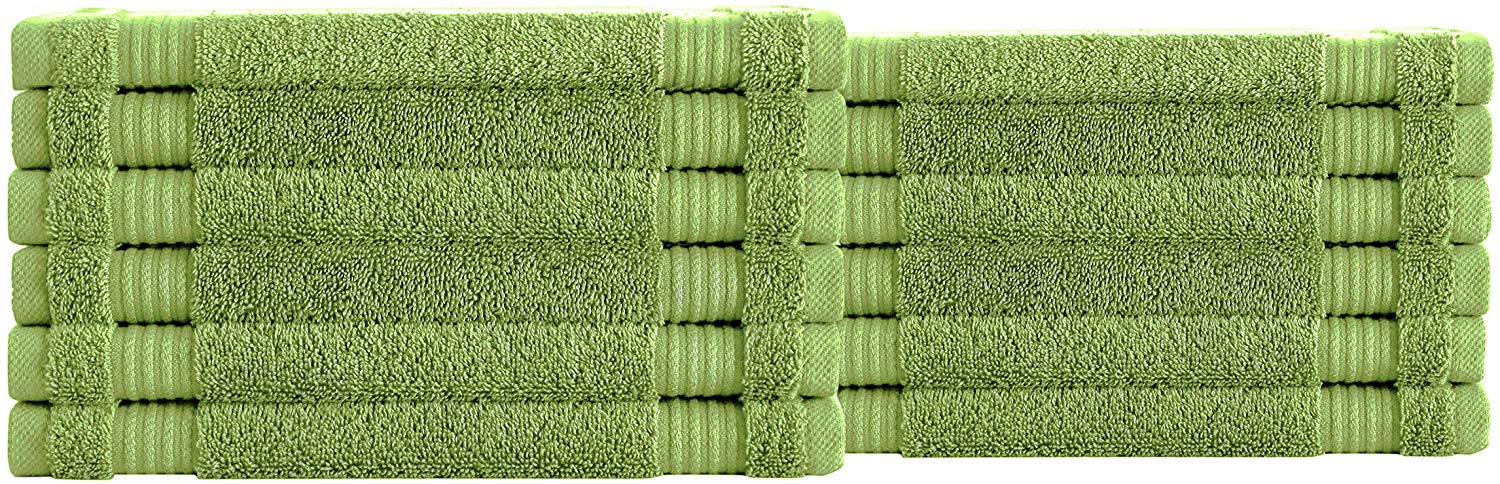 Amadeus Luxury Turkish Cotton Soft Washcloths - 12 Pieces