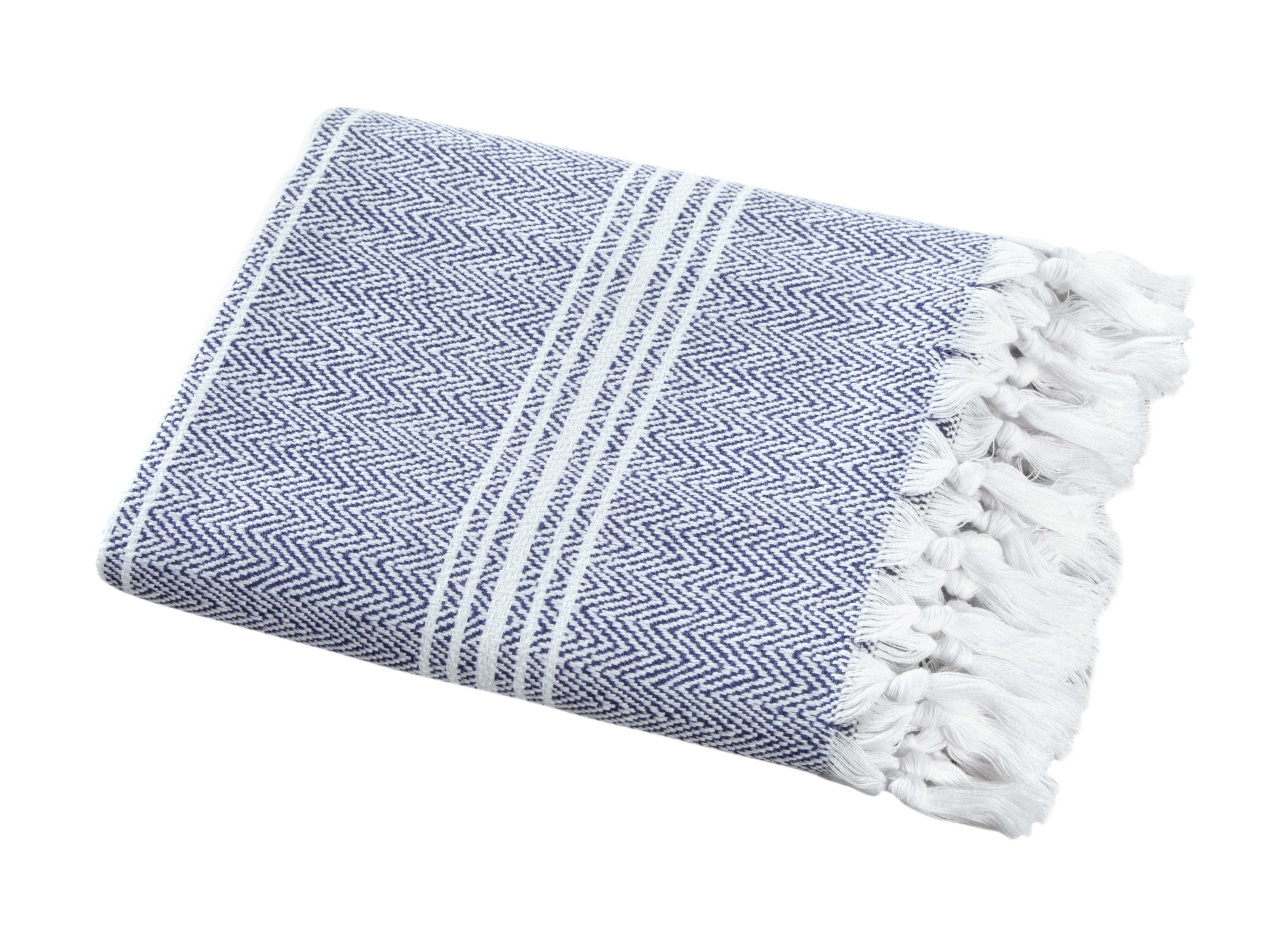 Luxury Peshtemal, %100 Turkish Cotton 1 Pc, 40"x70"- Hand Knotted, Herringbone Weave
