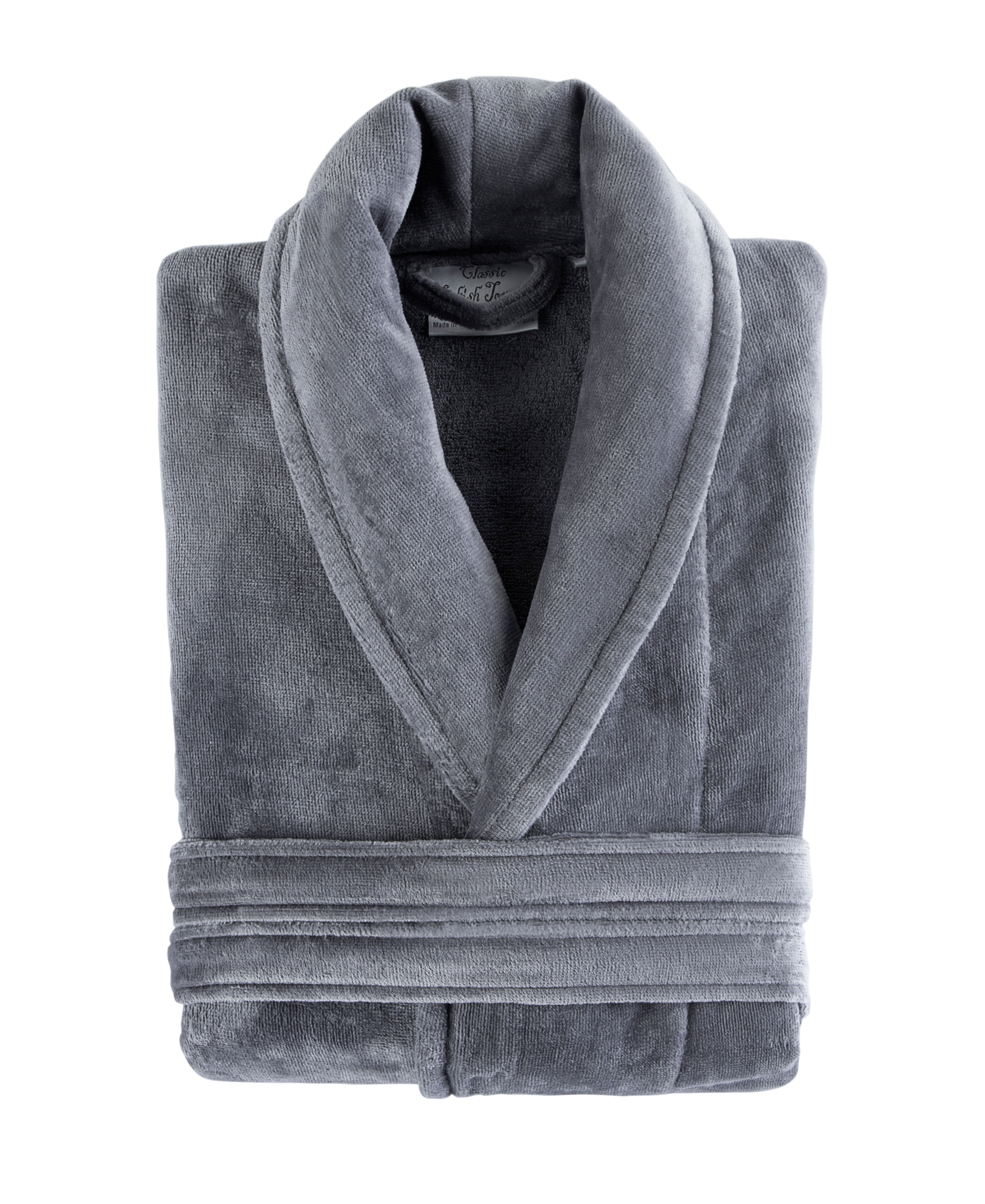 Velour Shawl Collar Luxury Turkish Cotton Bathrobe One Big Size Fits All