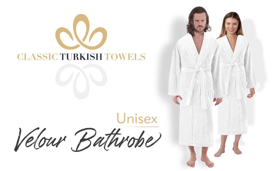 Unisex Luxury Plush Velour Premium Cotton Bathrobe (Single Pack)