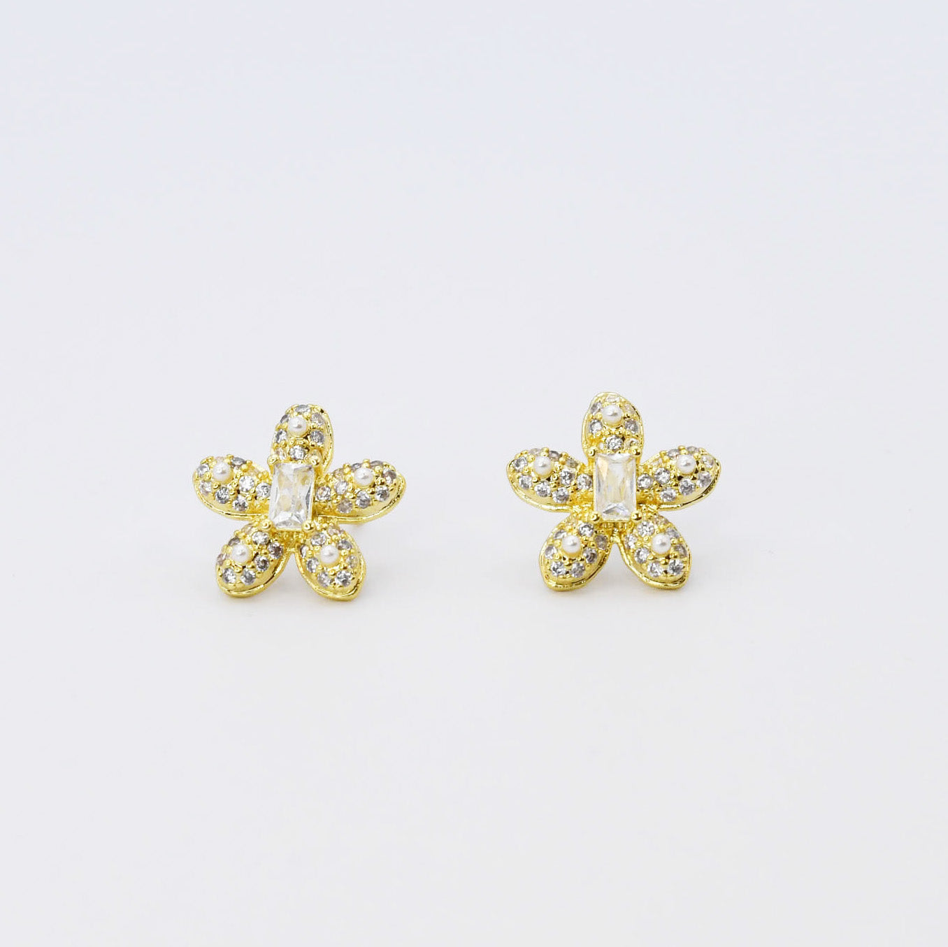 Pave Flower Stud Earring