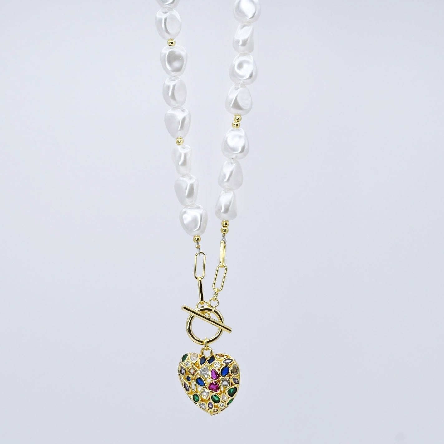 Radiant Pearl Heart Necklace