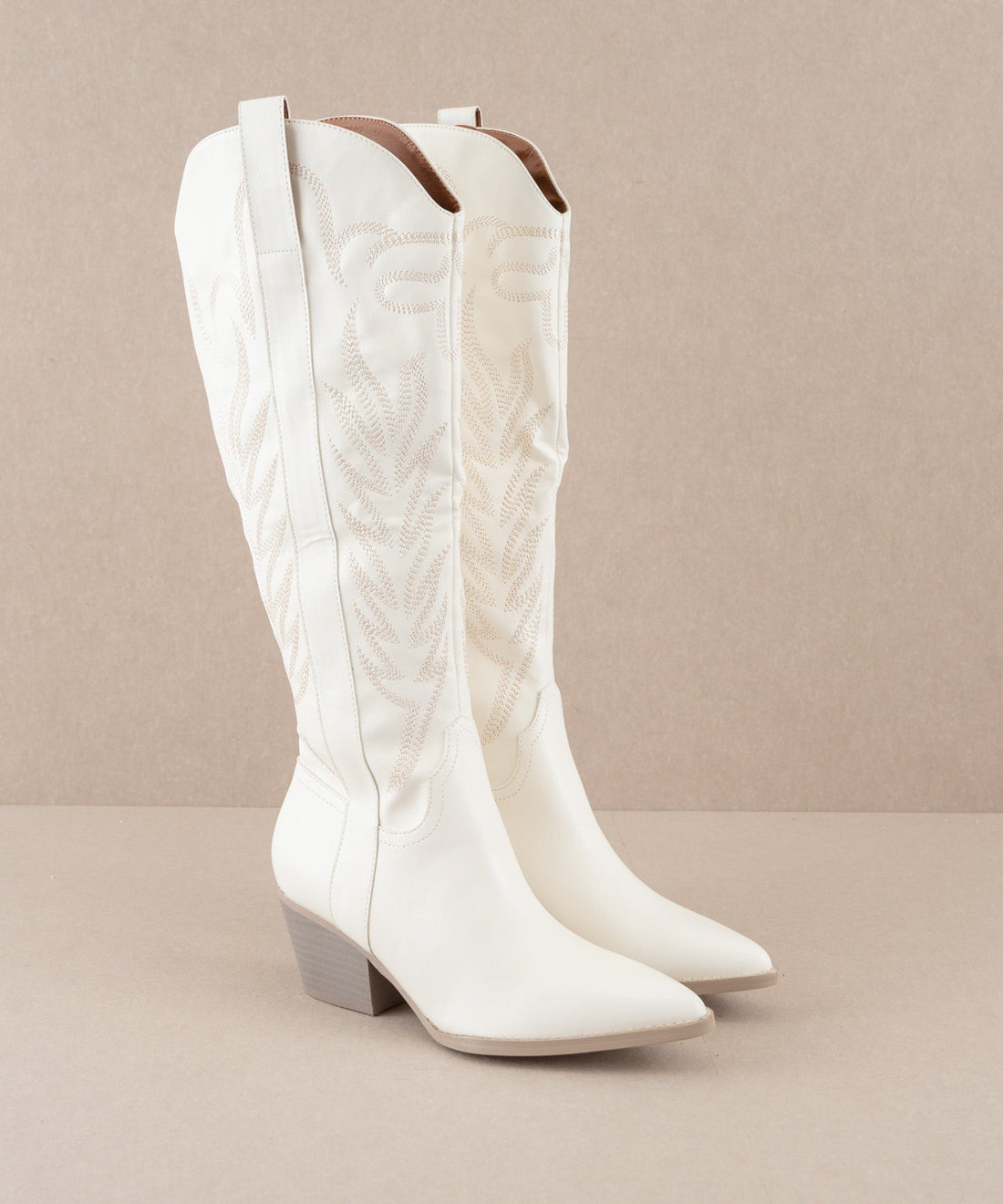 The Samara | White Embroidered Tall Boot