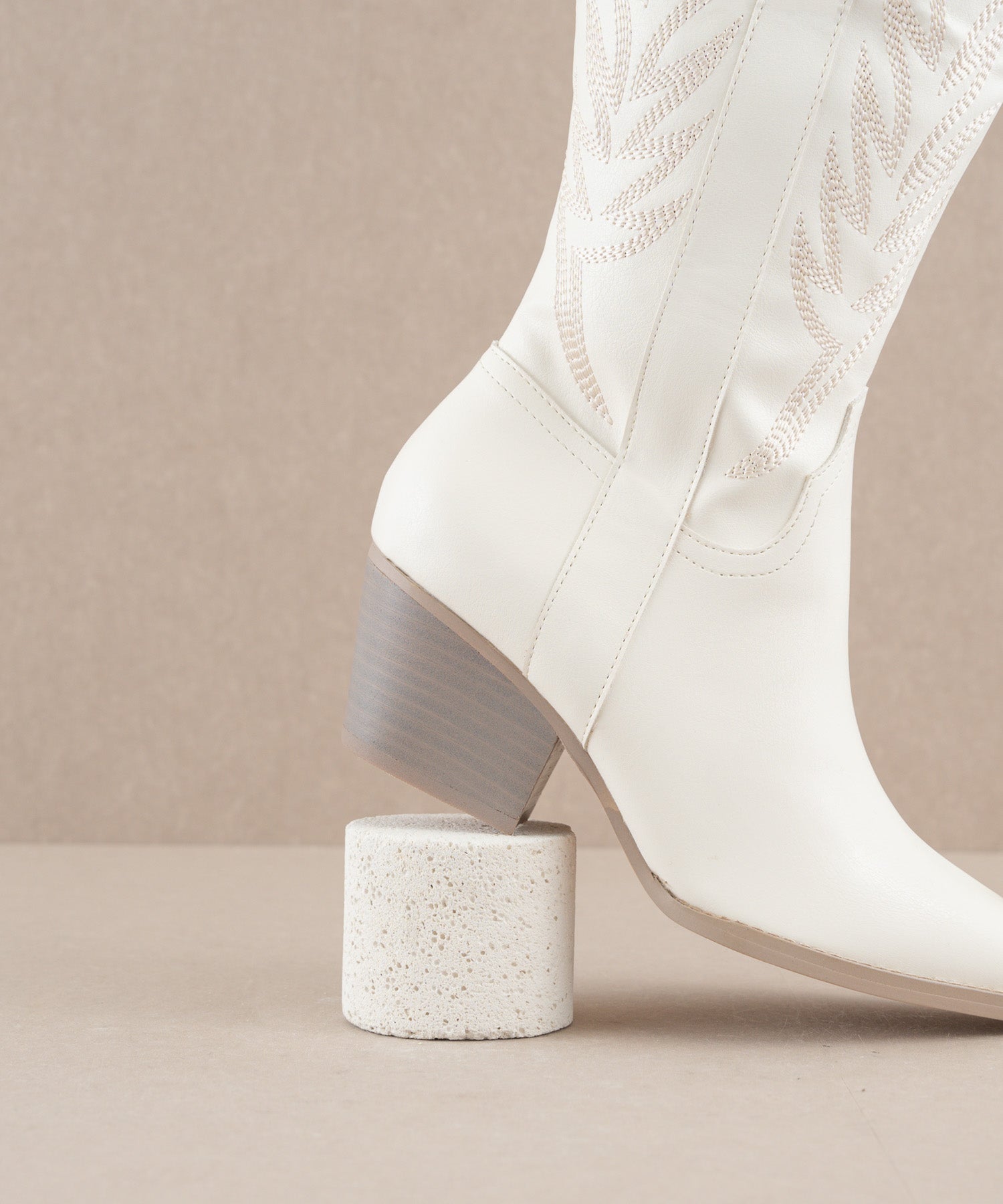 The Samara | White Embroidered Tall Boot