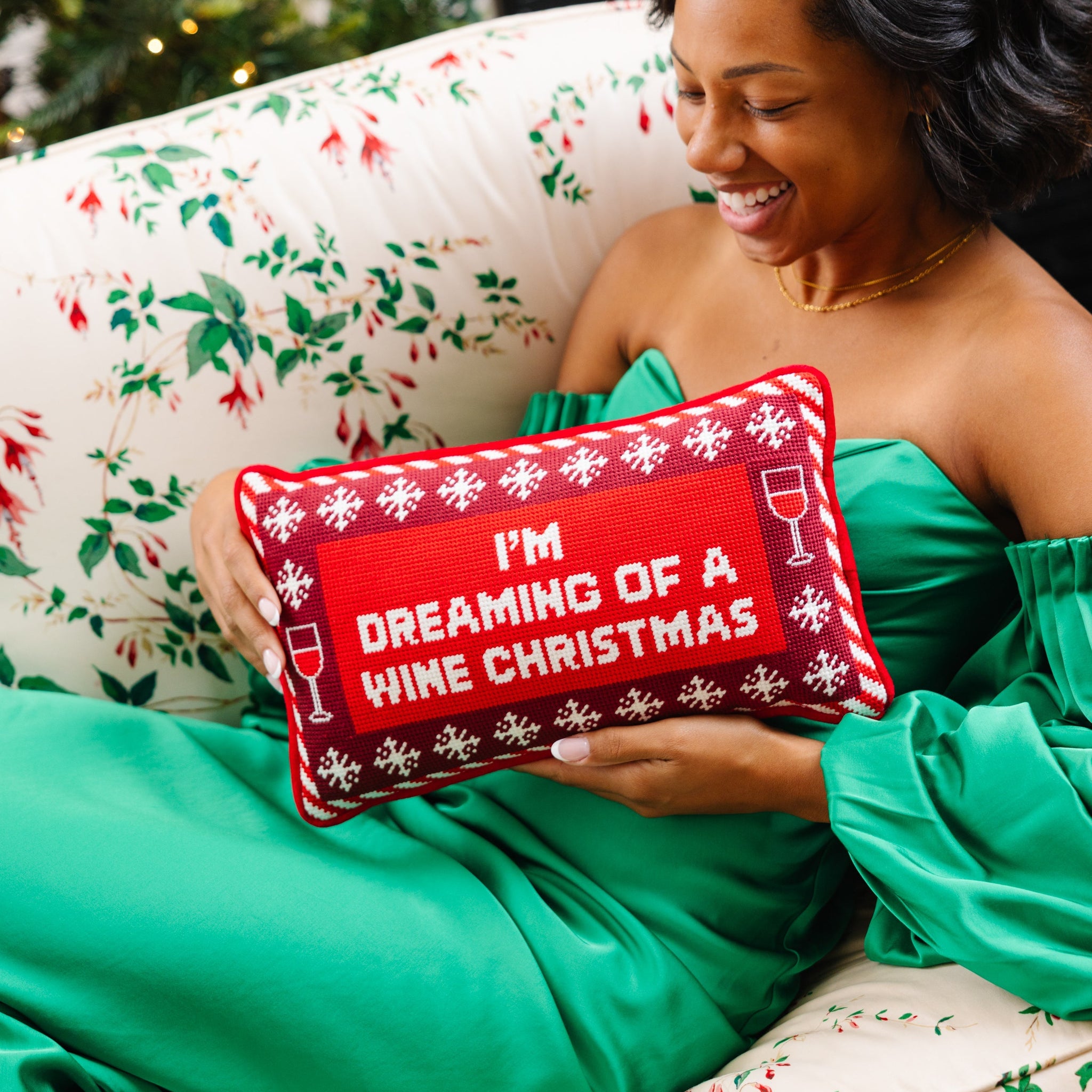 Dreaming of Wine Needlepoint Pillow