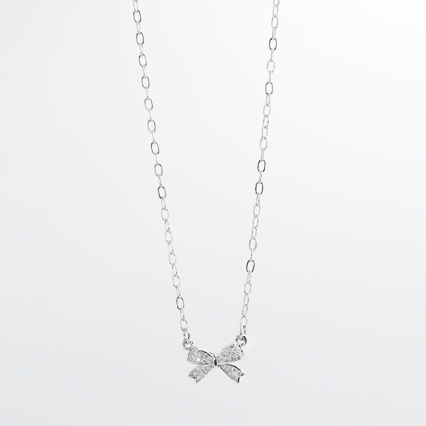 Sweet Bow Silver Necklace