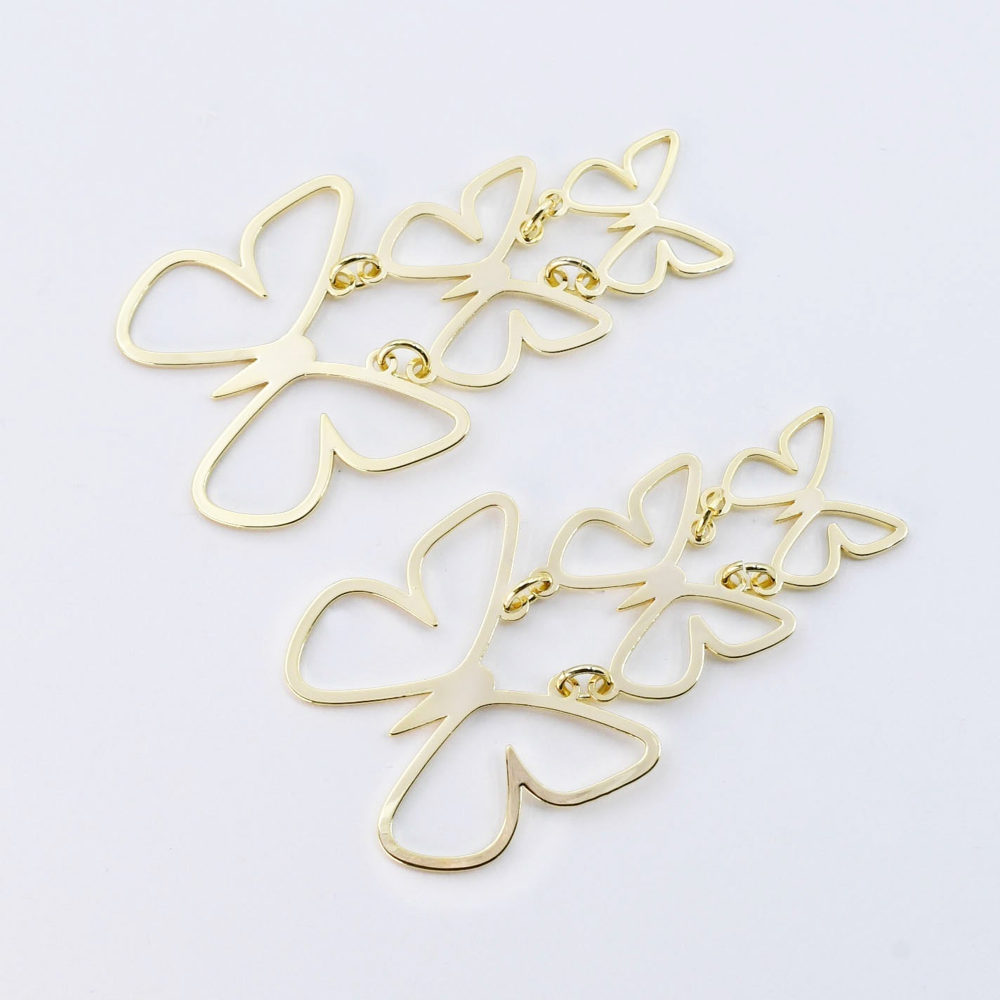 Triple Butterfly Gold Earrings