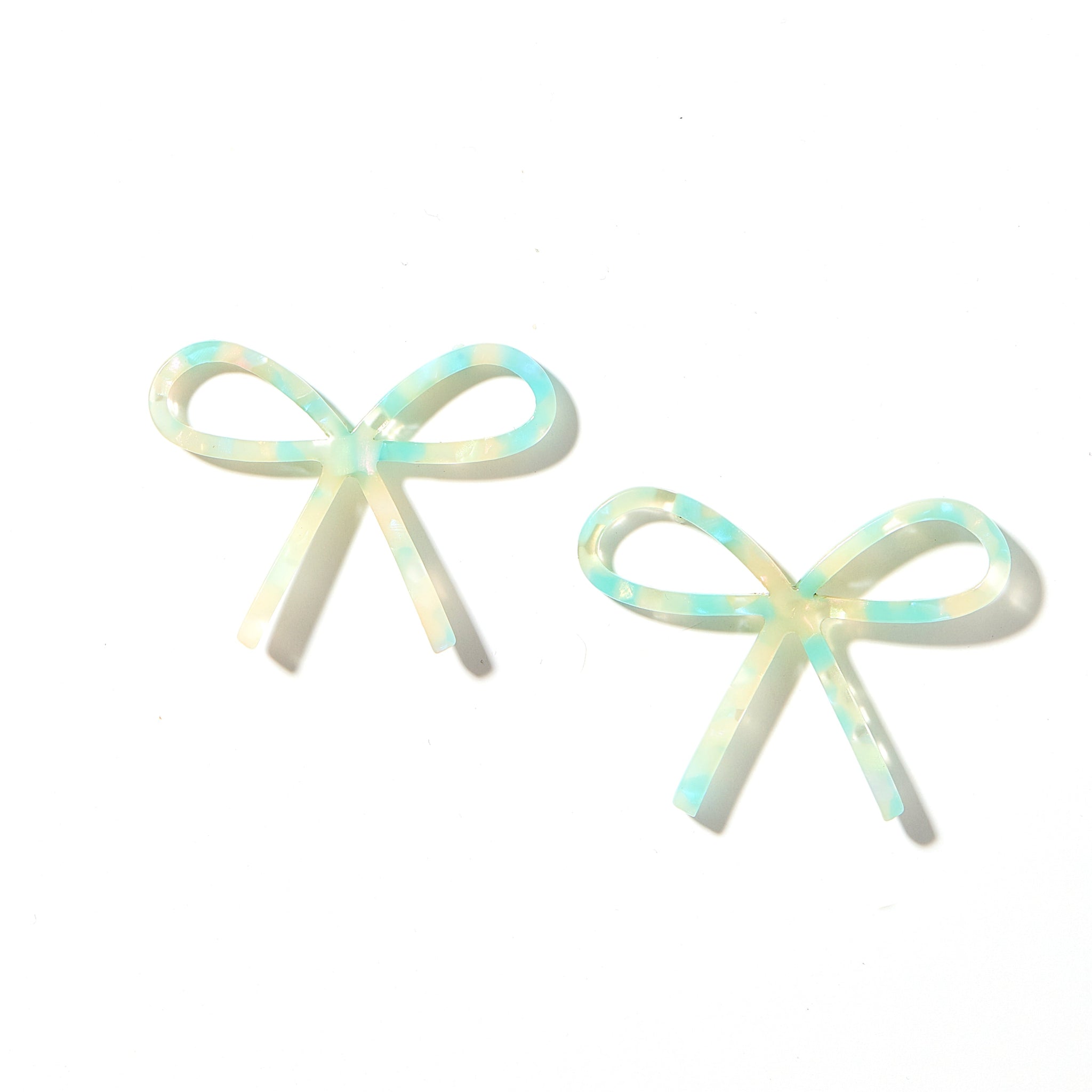 Lola Bow Earrings - Teal Sprinkles