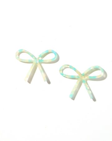 Lola Bow Earrings - Teal Sprinkles