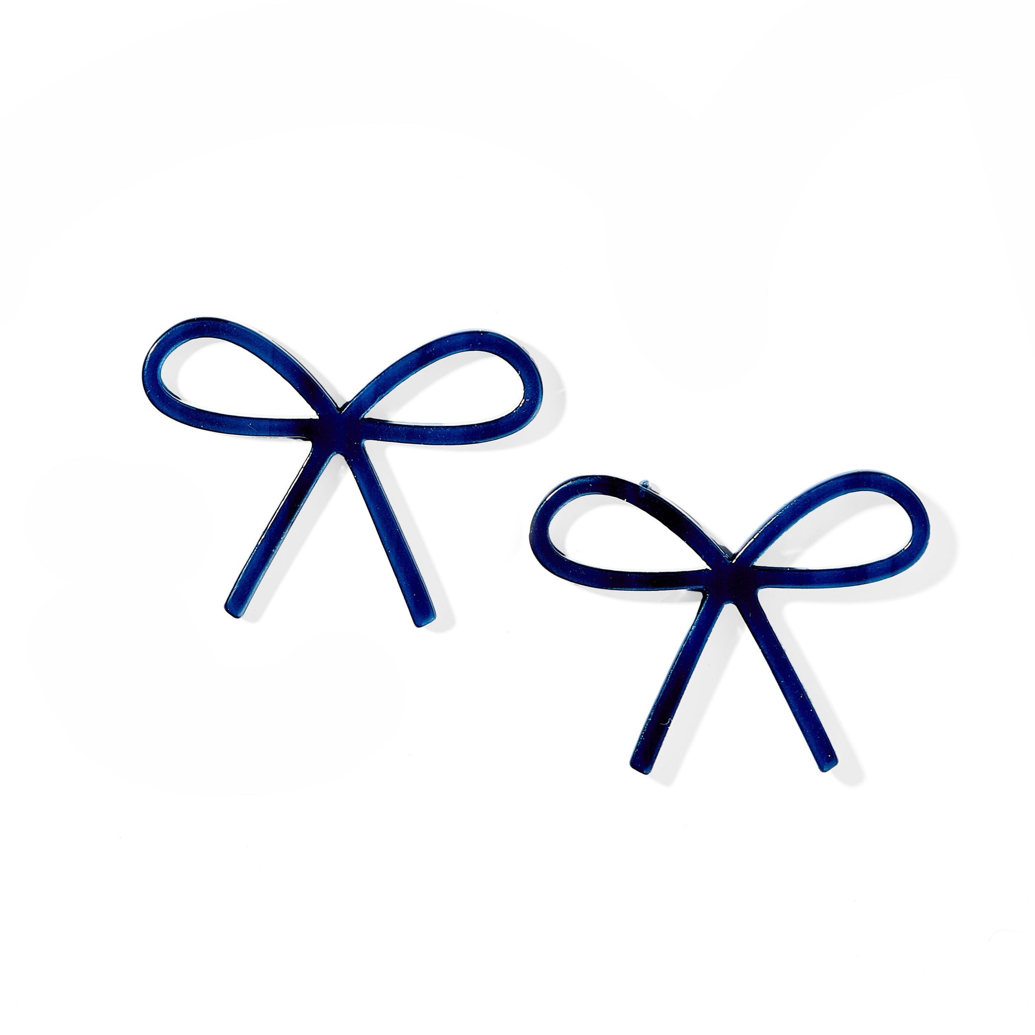 Lola Bow Earrings - Navy